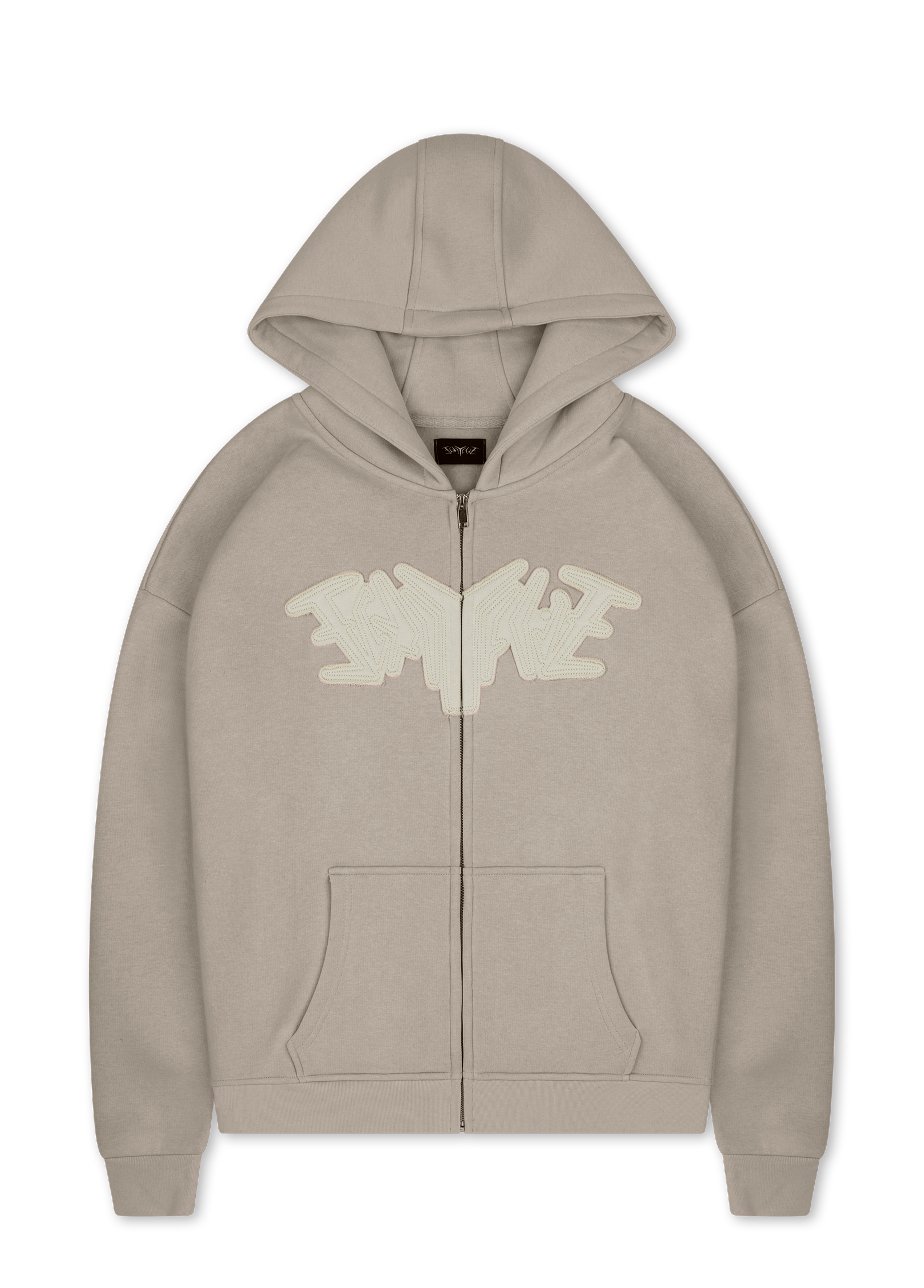 PATCH ZIP HOODIE SAND
