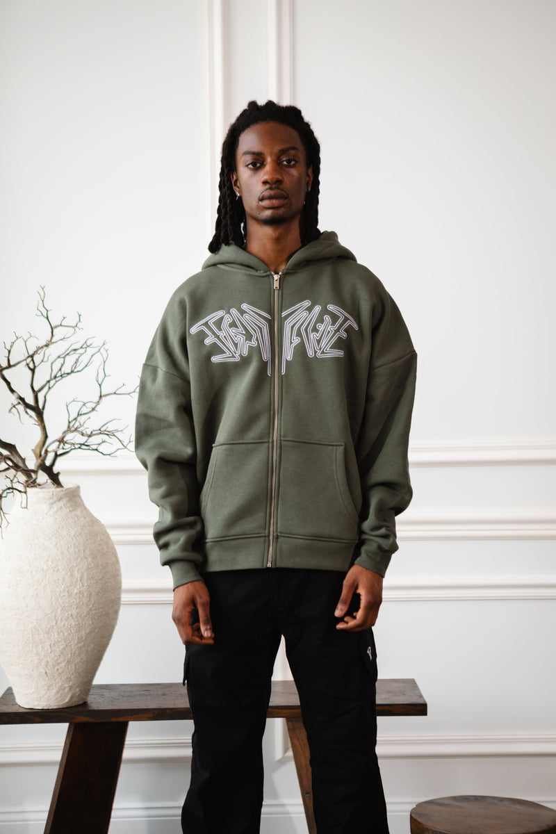 FORTYFIVE ZIP HOODIE OLIVE 45KEYS fortyfive-zip-hoodie-olive-45keys