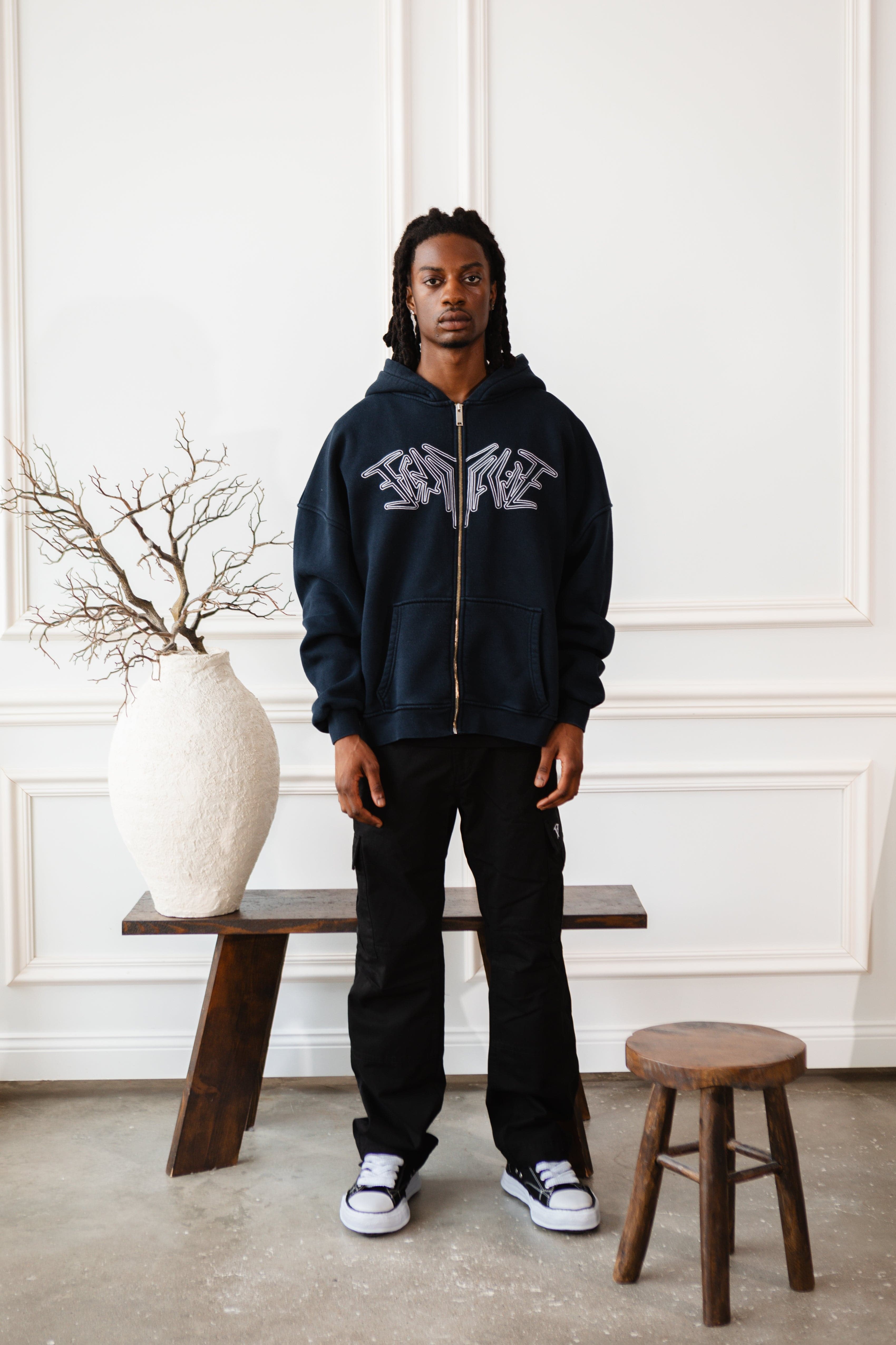 ZIP HOODIE NAVY BLUE