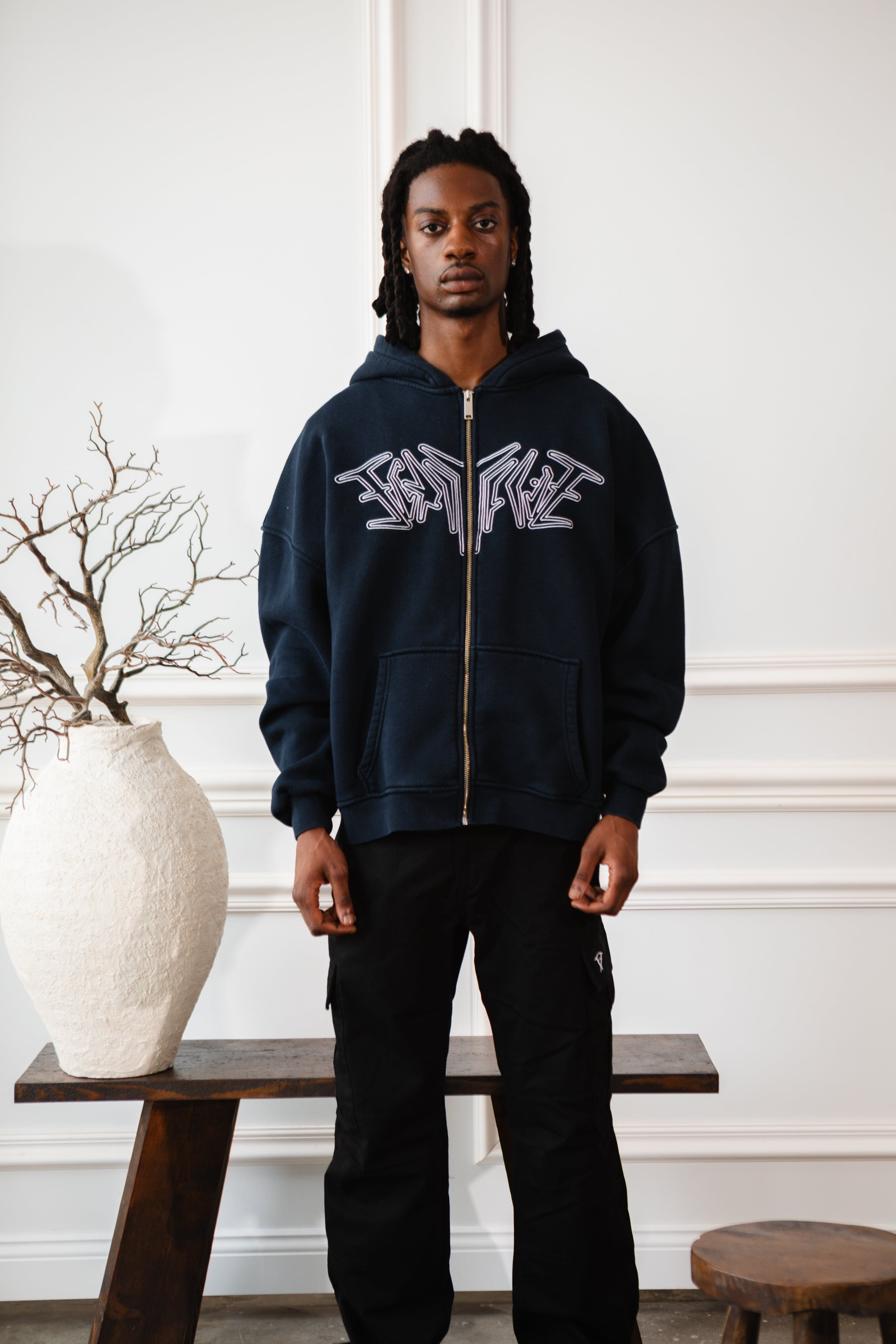 ZIP HOODIE NAVY BLUE