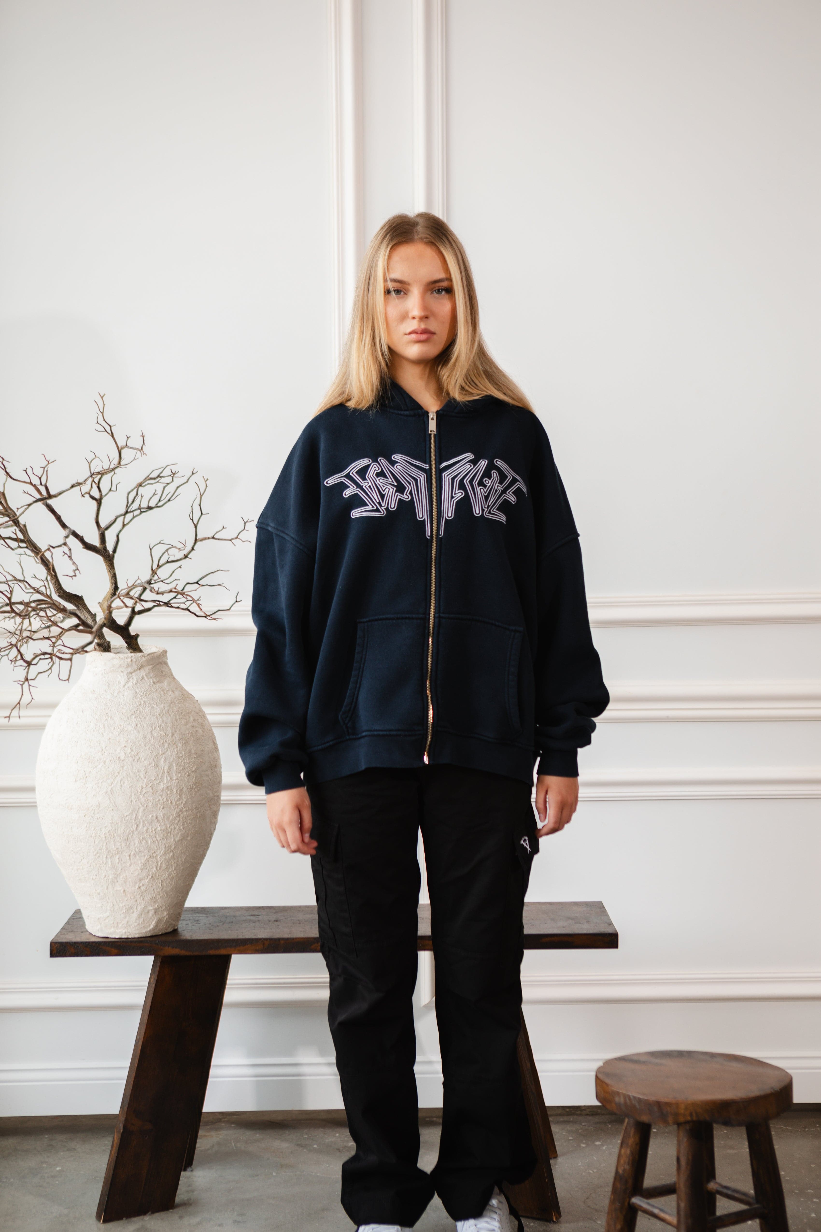 ZIP HOODIE NAVY BLUE