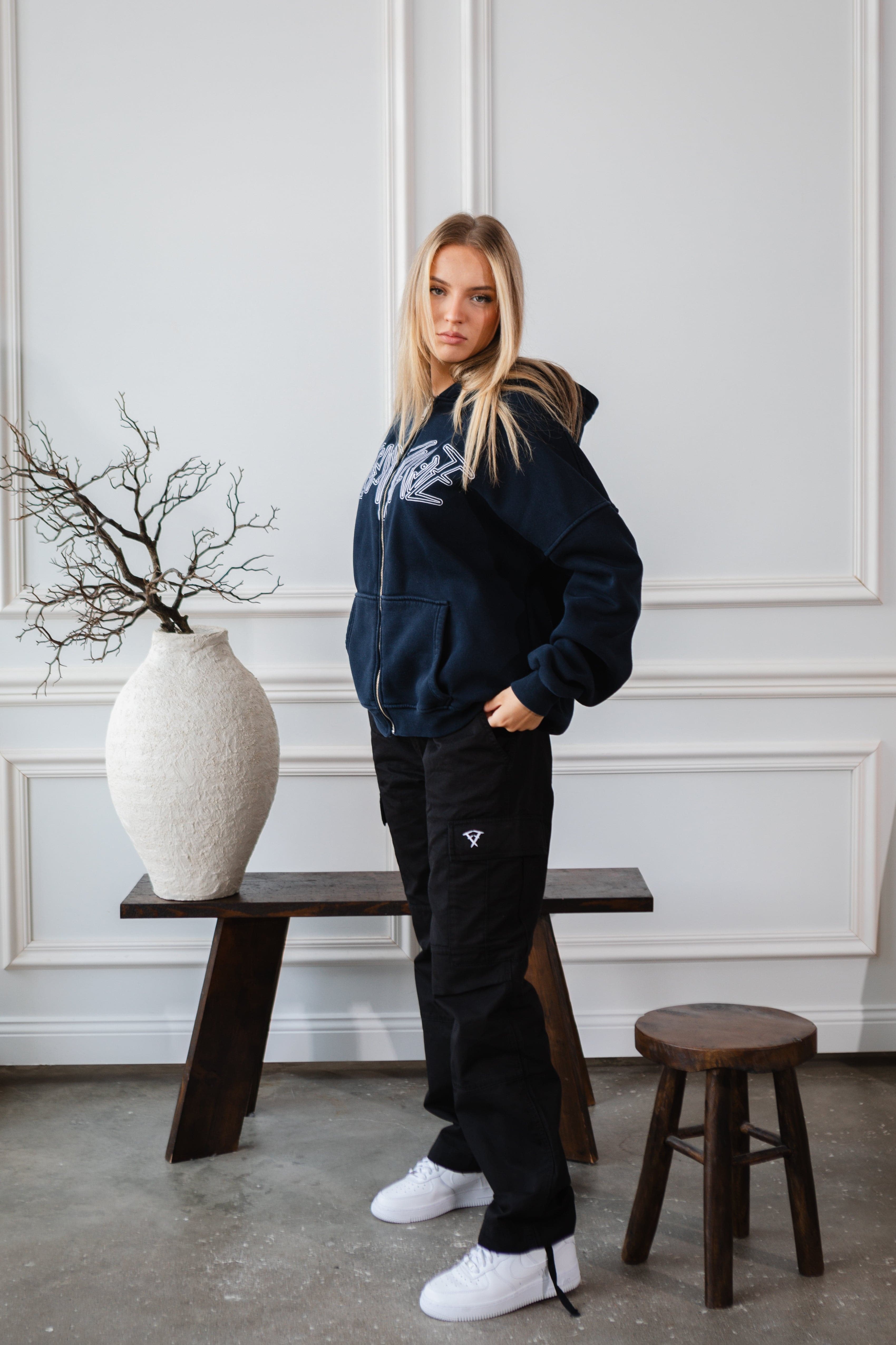 ZIP HOODIE NAVY BLUE