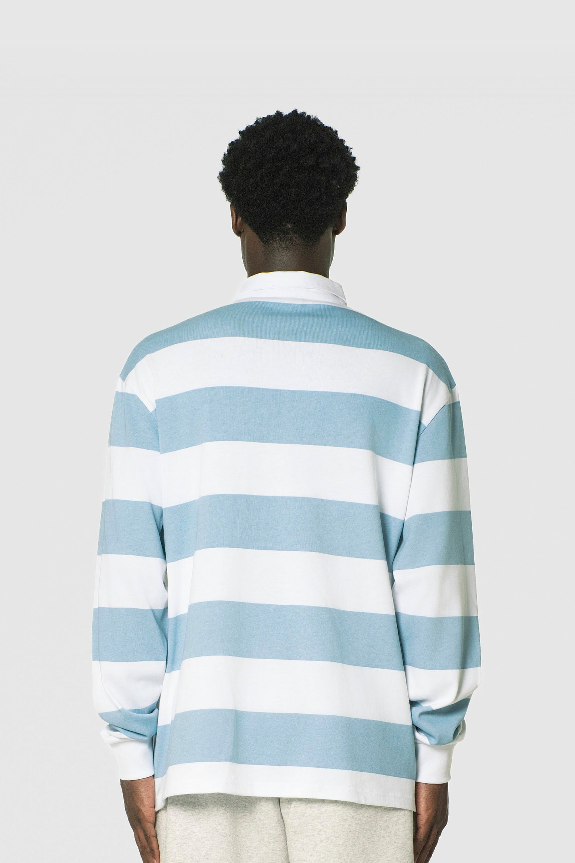 STRIPE POLO SHIRT LONG BABYBLUE