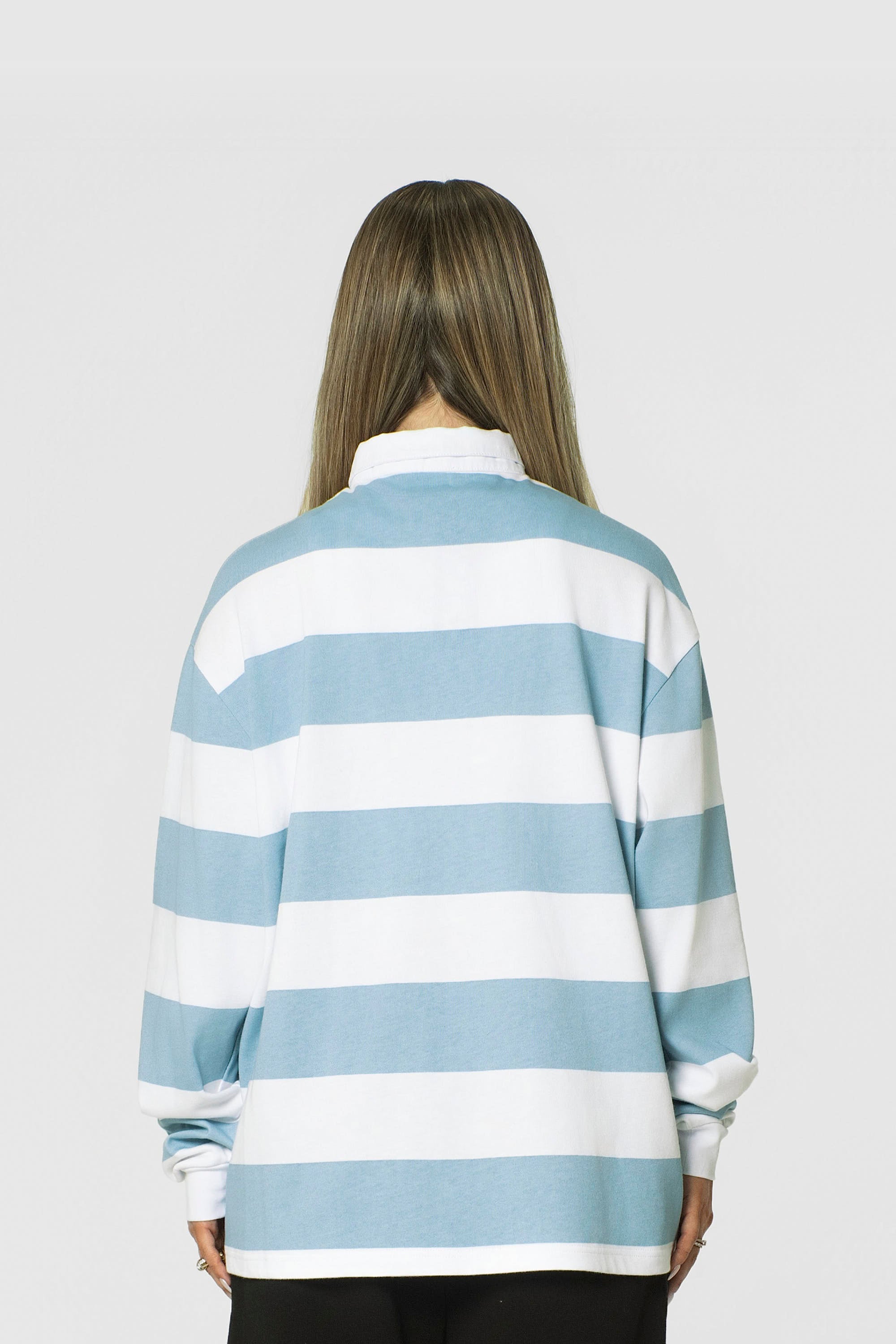 STRIPE POLO SHIRT LONG BABYBLUE