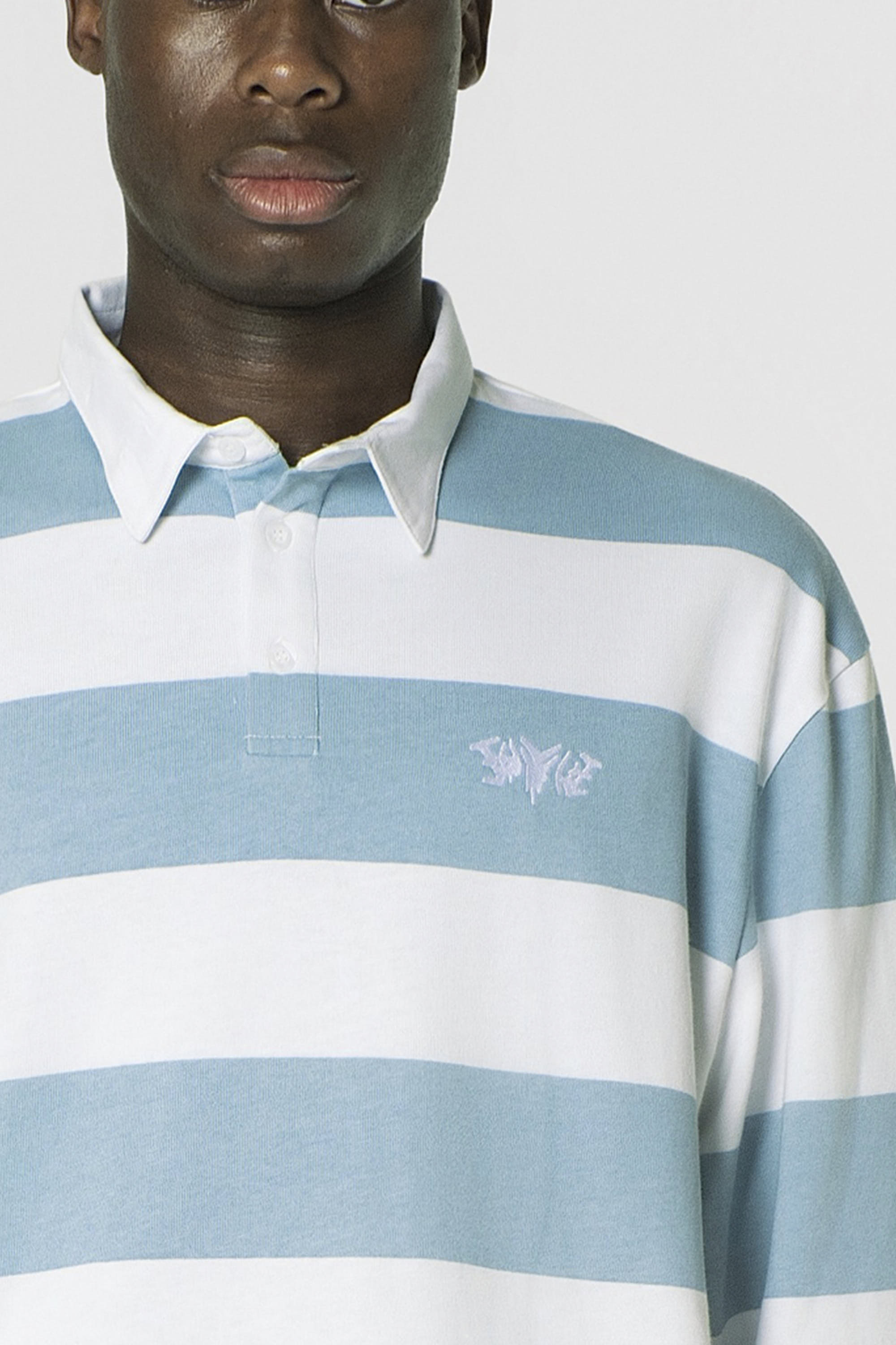 STRIPE POLO SHIRT LONG BABYBLUE