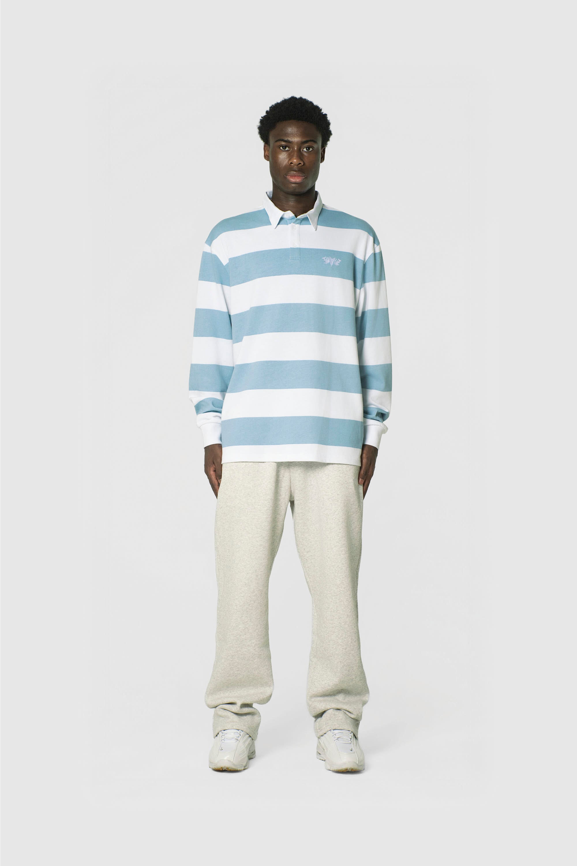 STRIPE POLO SHIRT LONG BABYBLUE