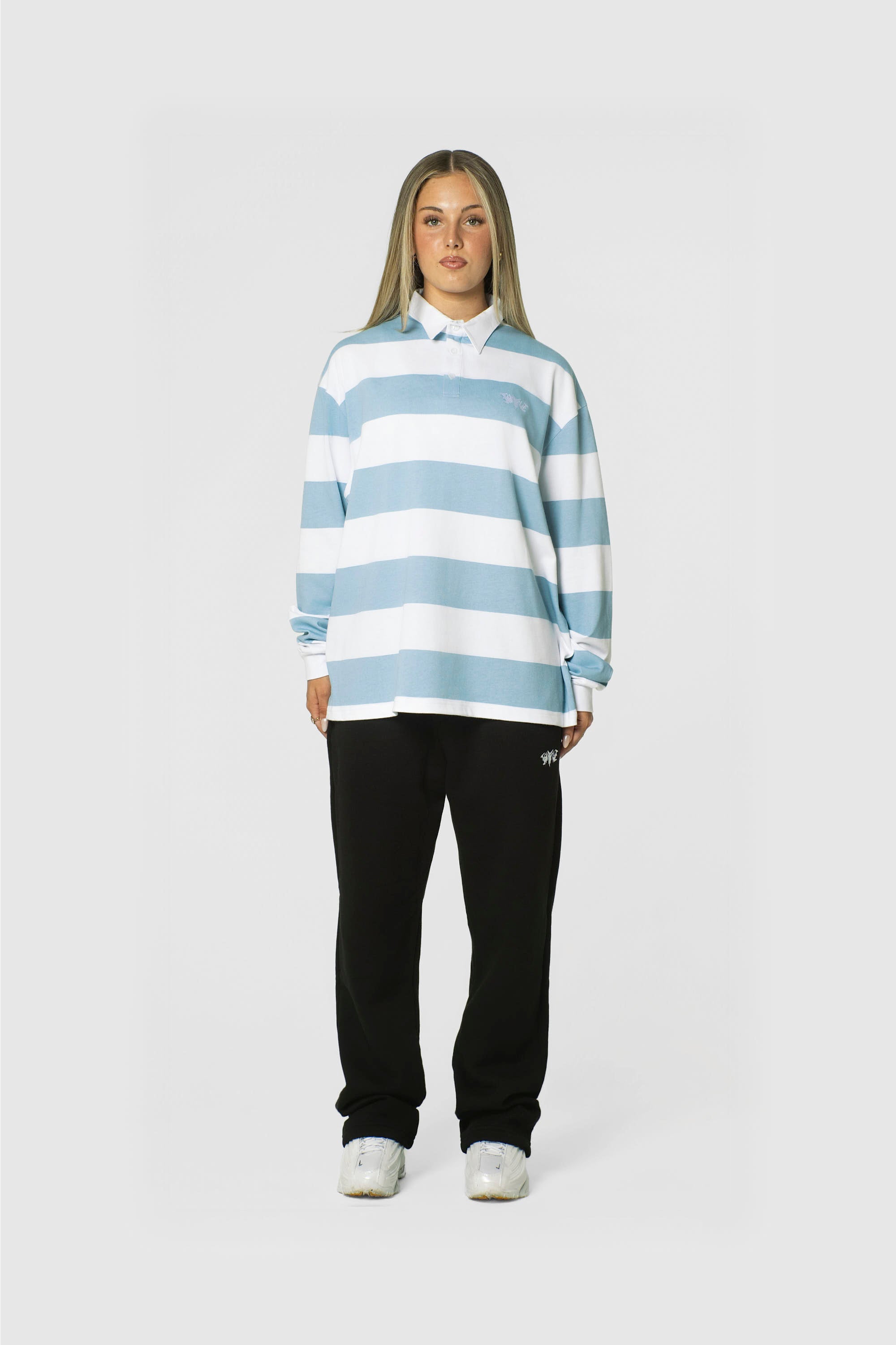 STRIPE POLO SHIRT LONG BABYBLUE