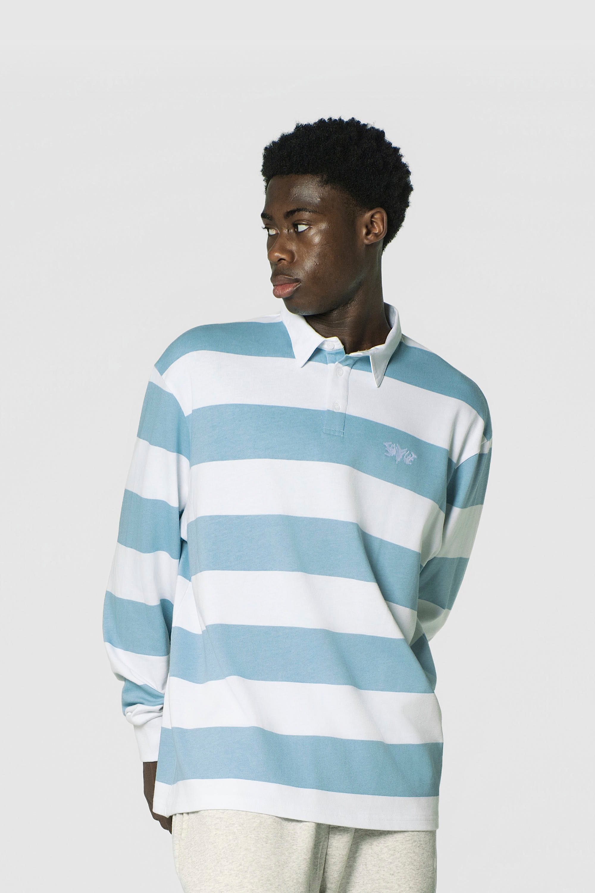 STRIPE POLO SHIRT LONG BABYBLUE