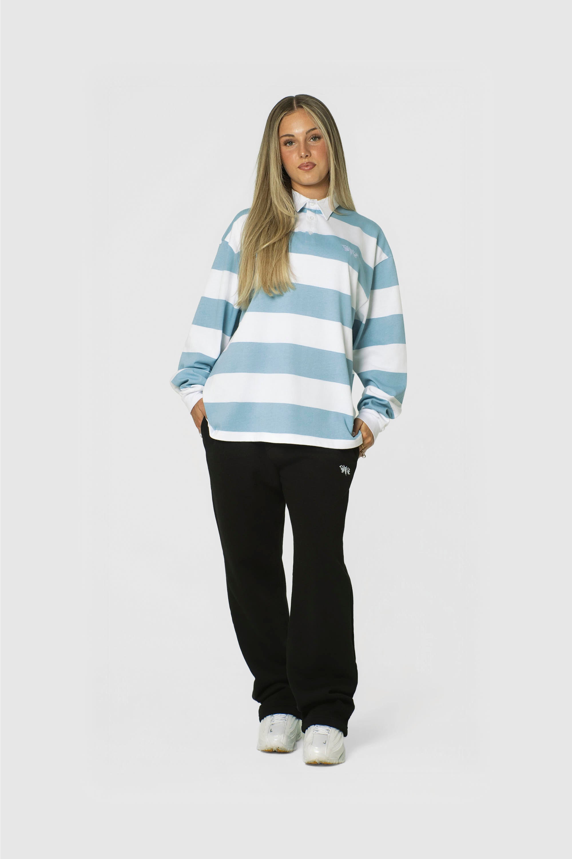 STRIPE POLO SHIRT LONG BABYBLUE