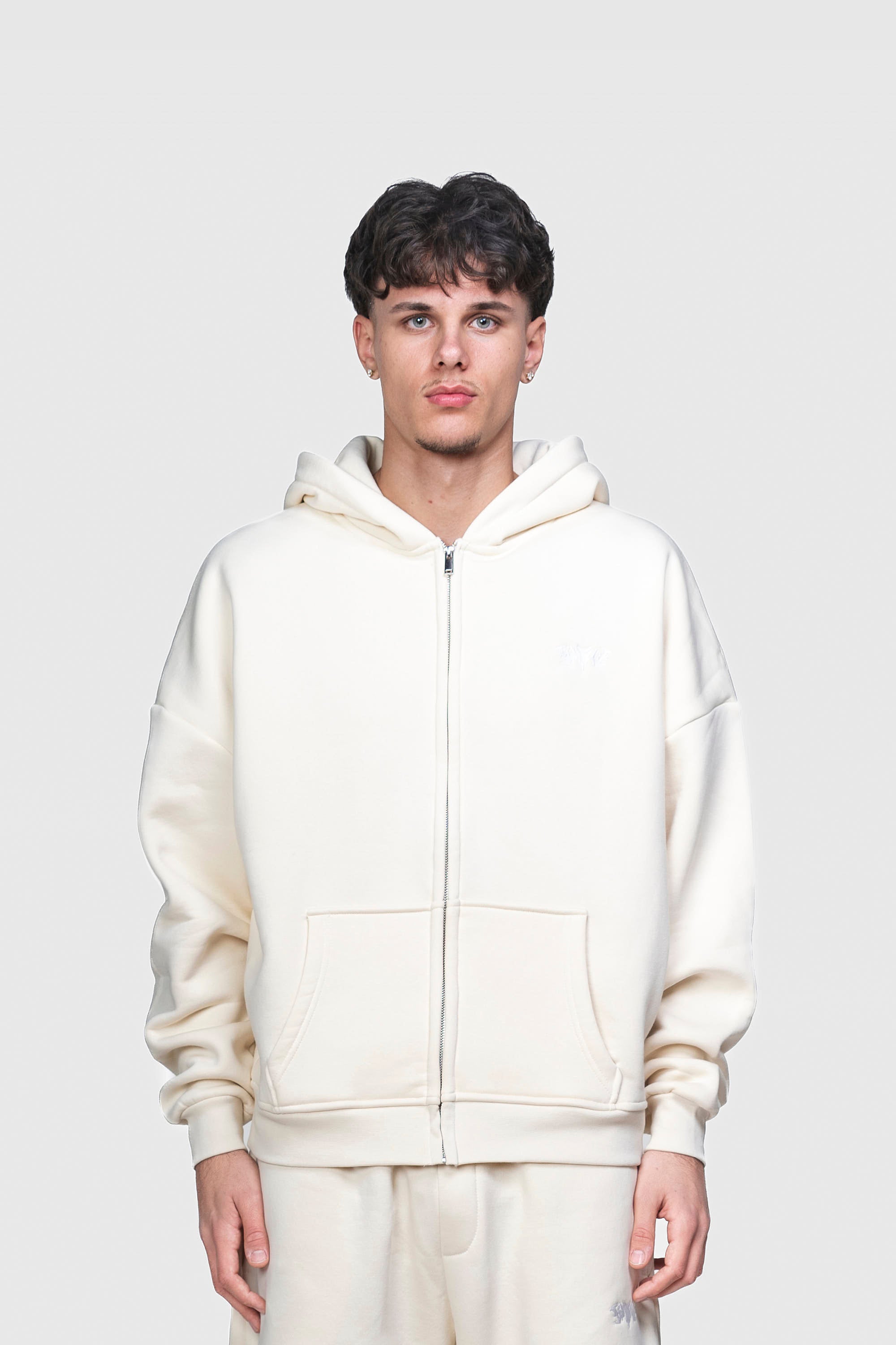 BASIC ZIP HOODIE CREME