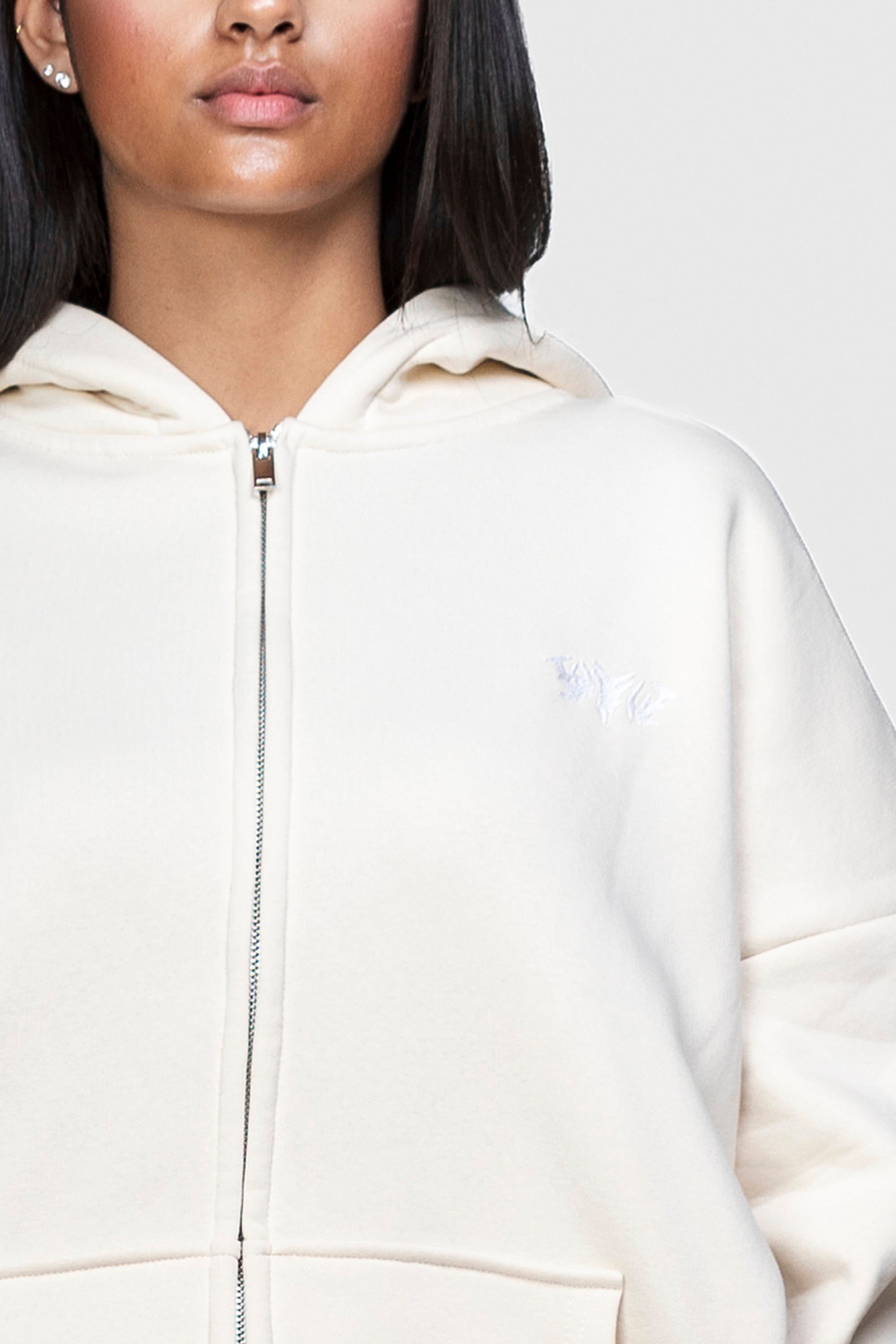 BASIC ZIP HOODIE CREME