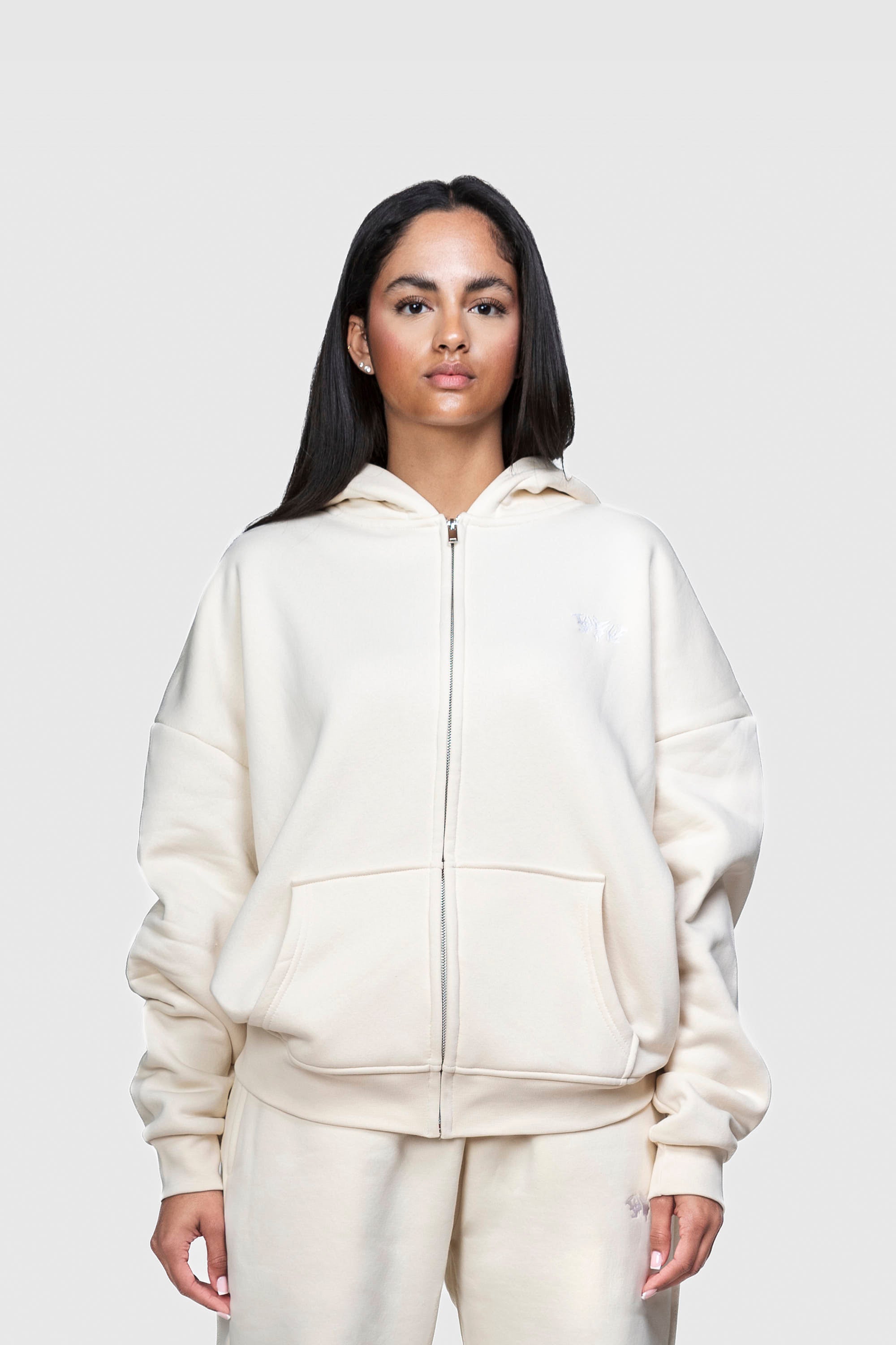 BASIC ZIP HOODIE CREME
