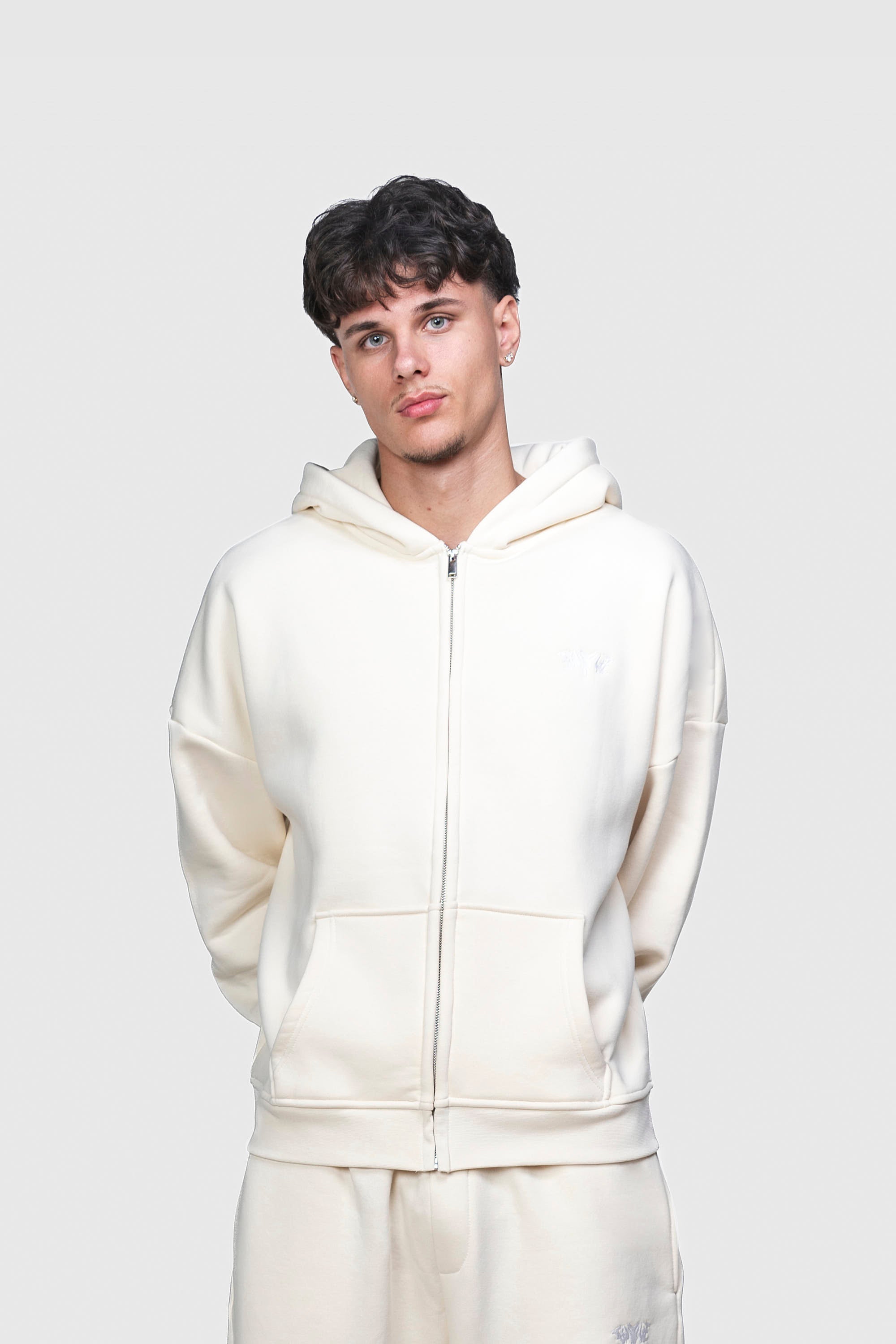 BASIC ZIP HOODIE CREME