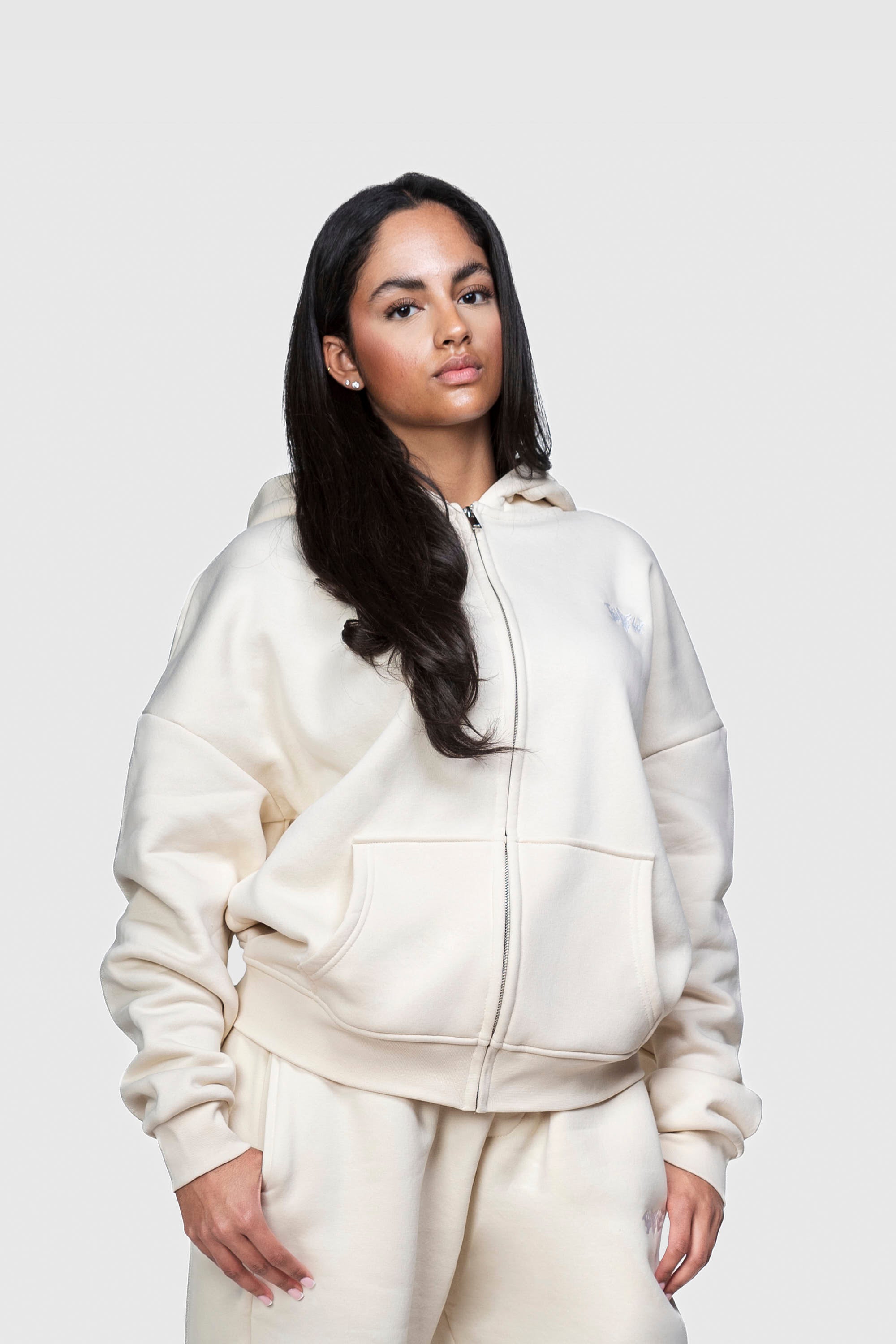 BASIC ZIP HOODIE CREME
