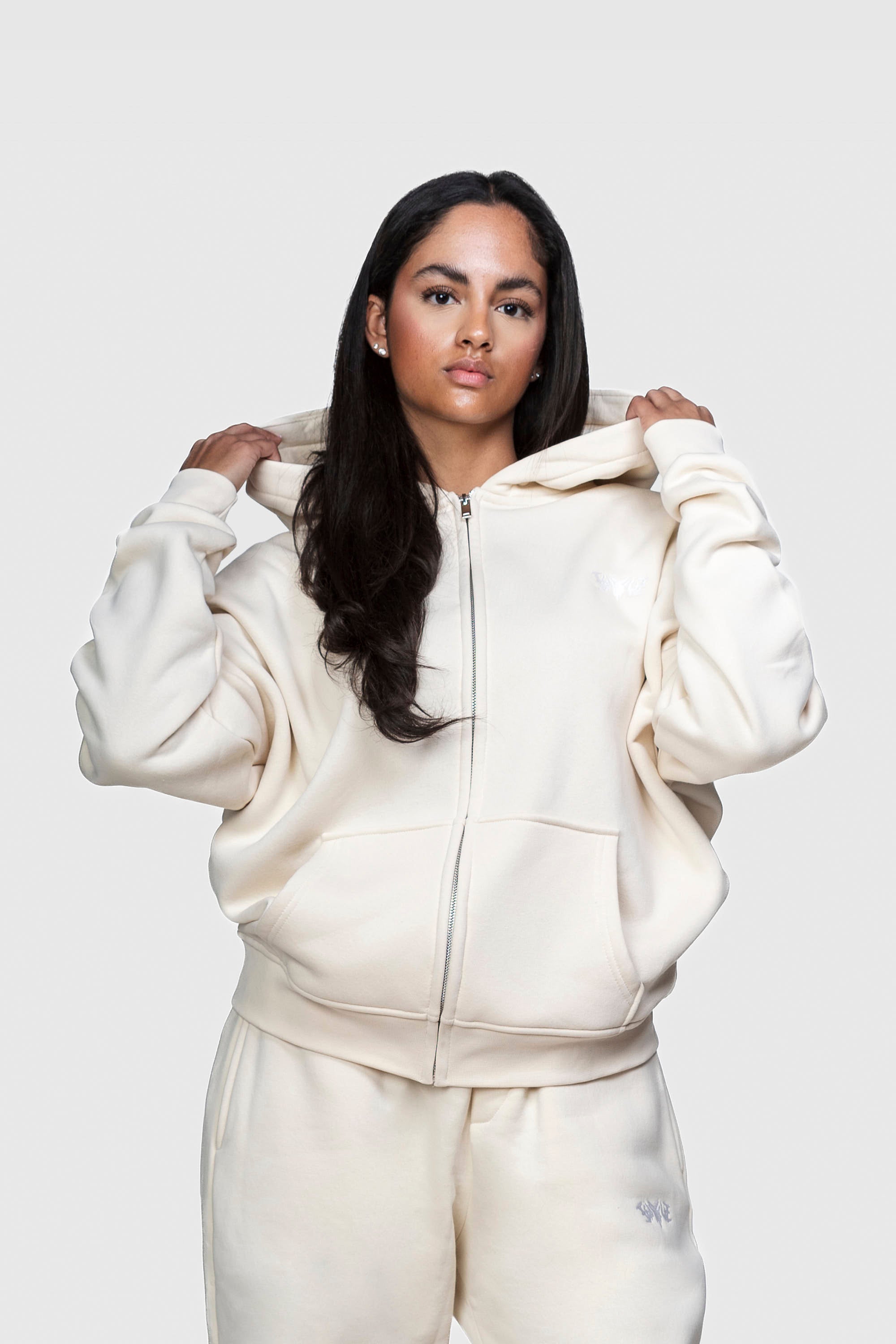 BASIC ZIP HOODIE CREME