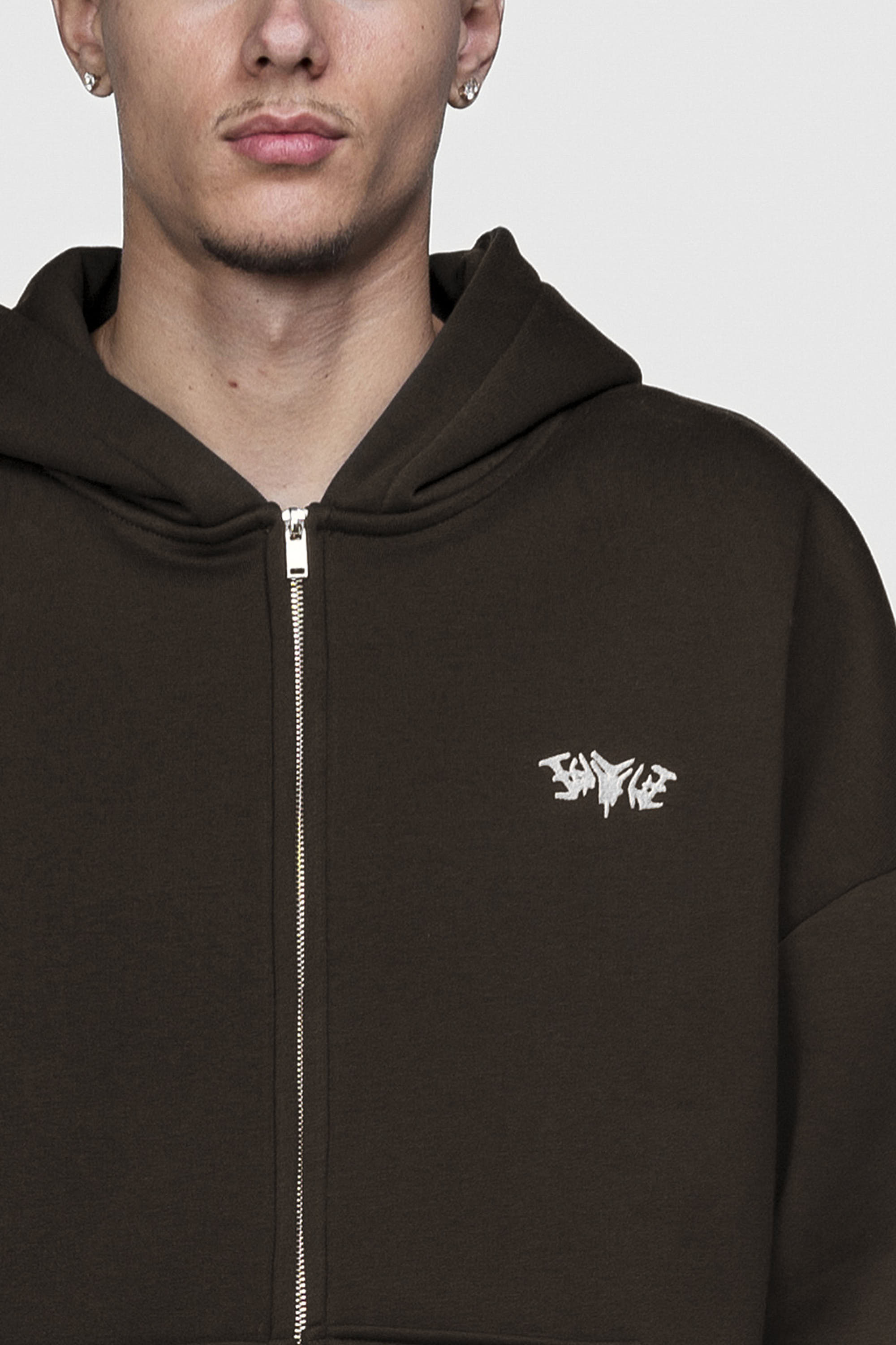 BASIC ZIP HOODIE CHOCOLATE