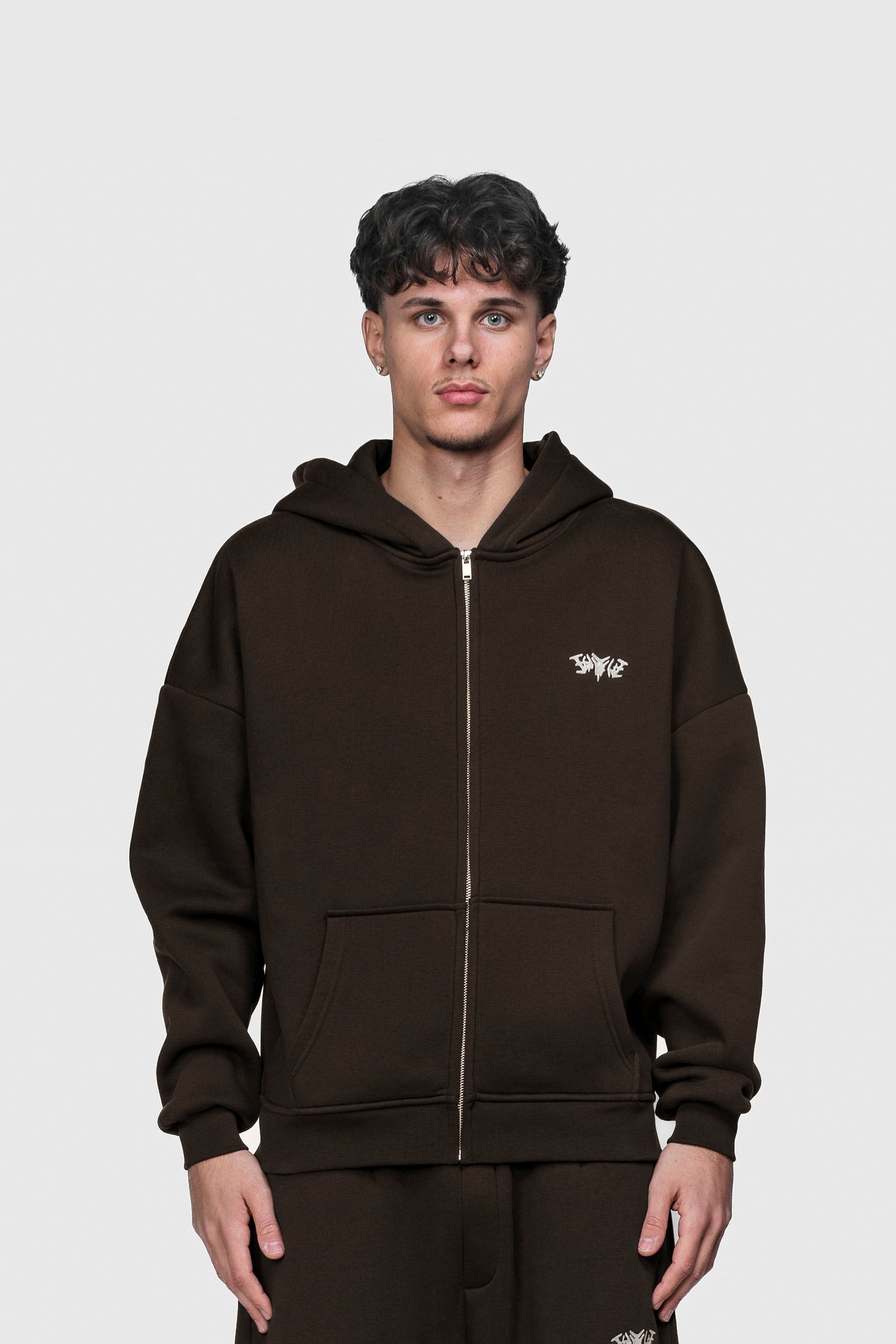 BASIC ZIP HOODIE CHOCOLATE