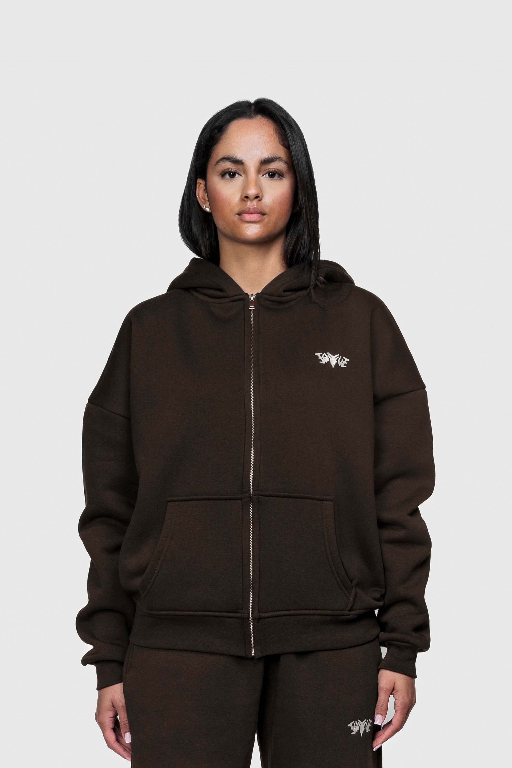 BASIC ZIP HOODIE CHOCOLATE