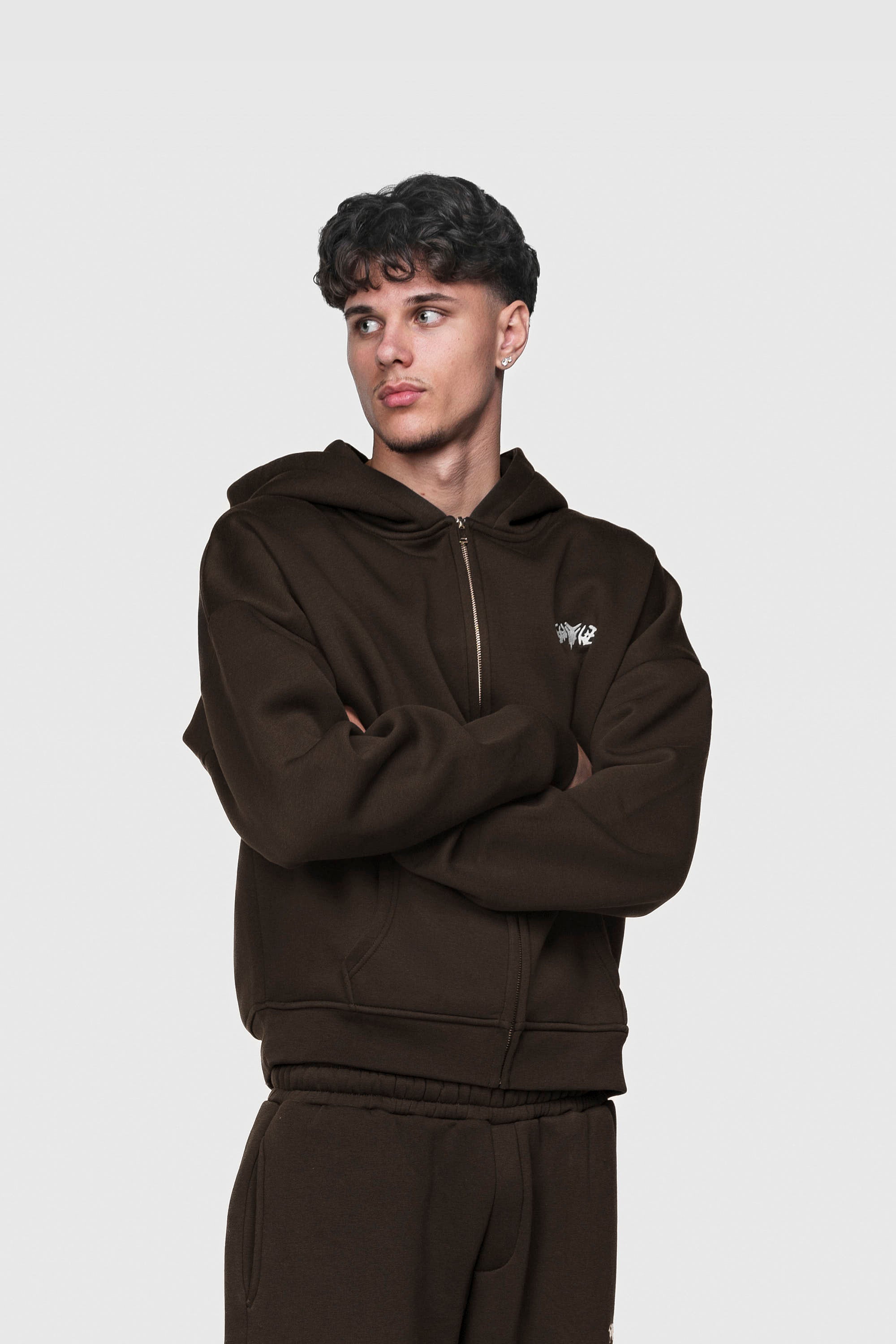BASIC ZIP HOODIE CHOCOLATE