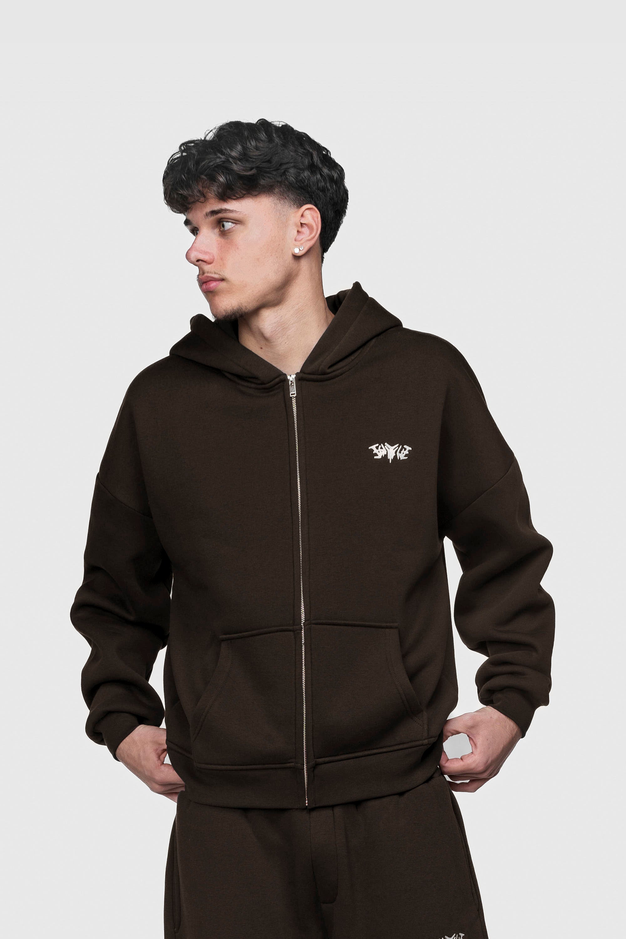 BASIC ZIP HOODIE CHOCOLATE