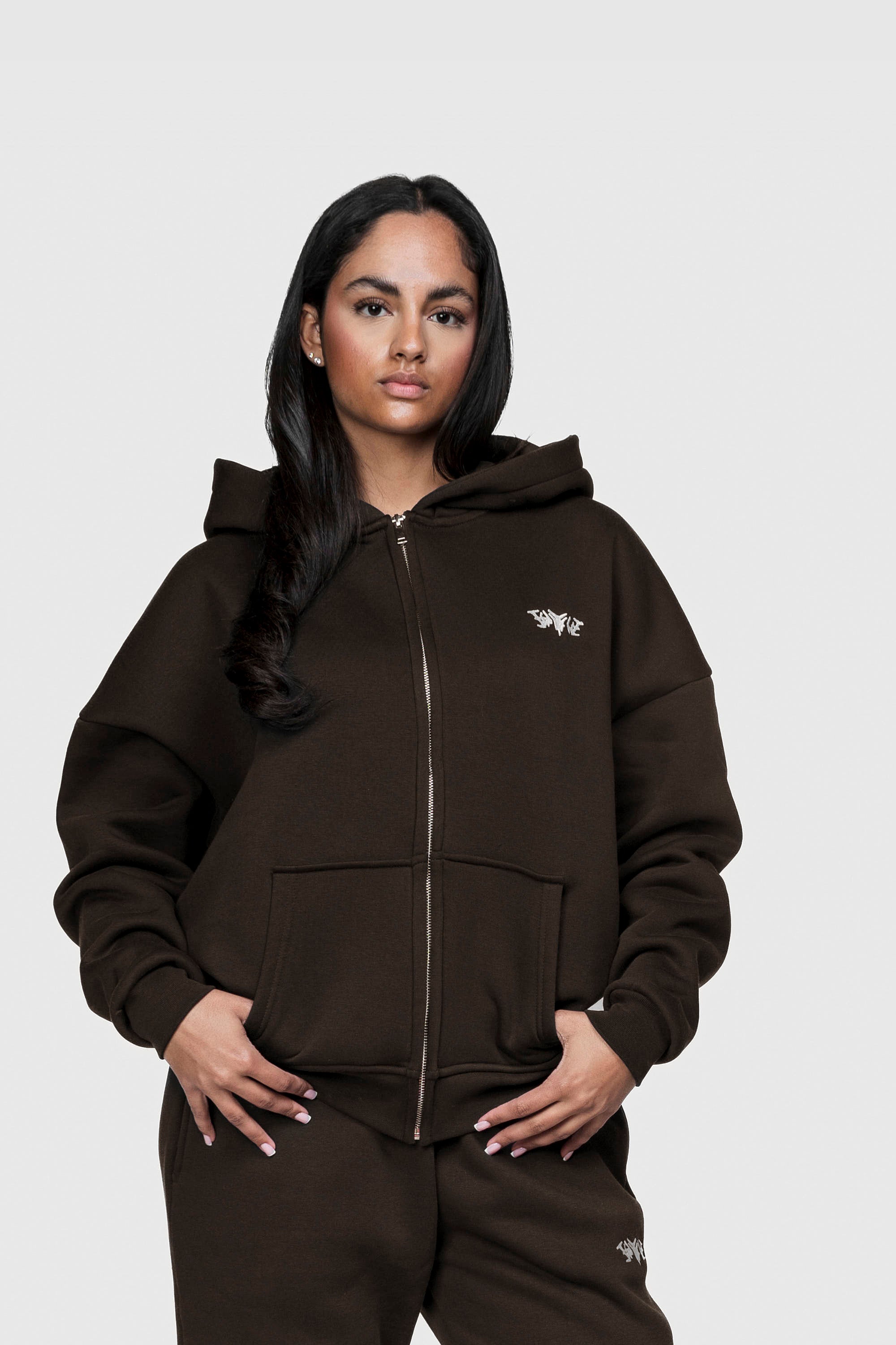 BASIC ZIP HOODIE CHOCOLATE