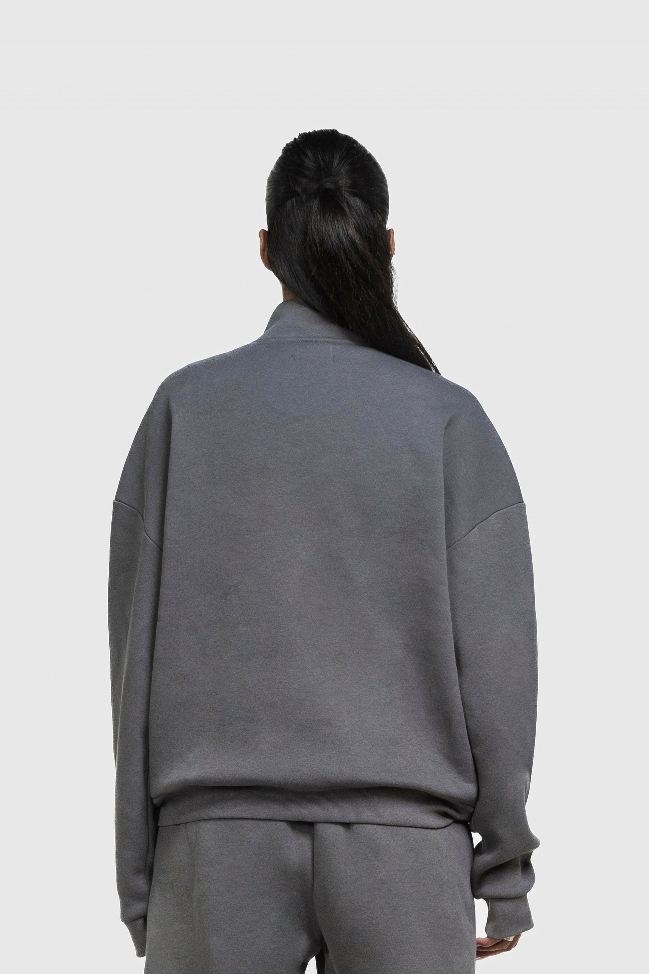 BASIC HIGH NECK ZIP ANTHRAZIT