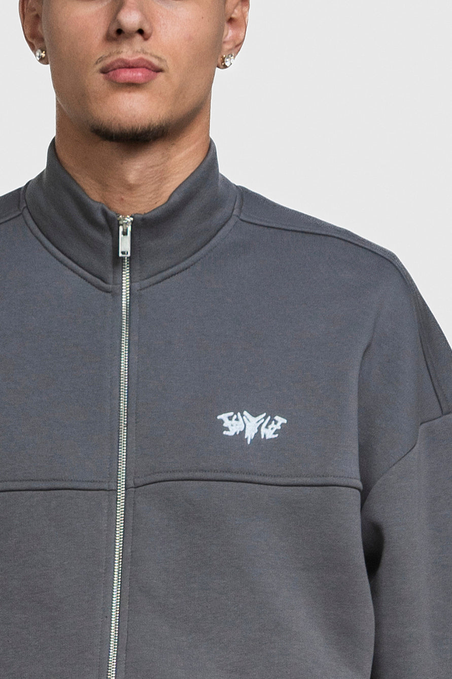 BASIC HIGH NECK ZIP ANTHRAZIT