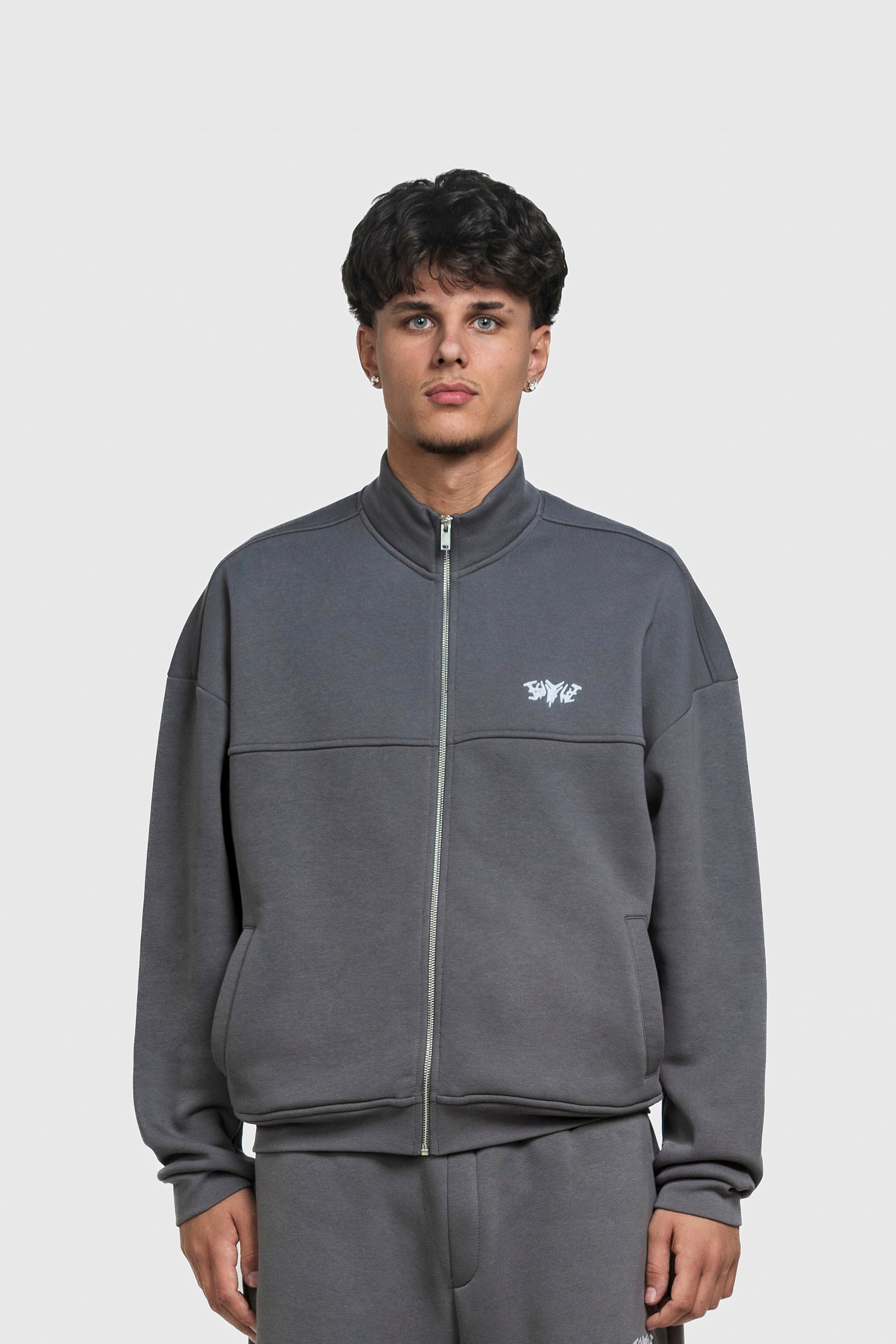 BASIC HIGH NECK ZIP ANTHRAZIT