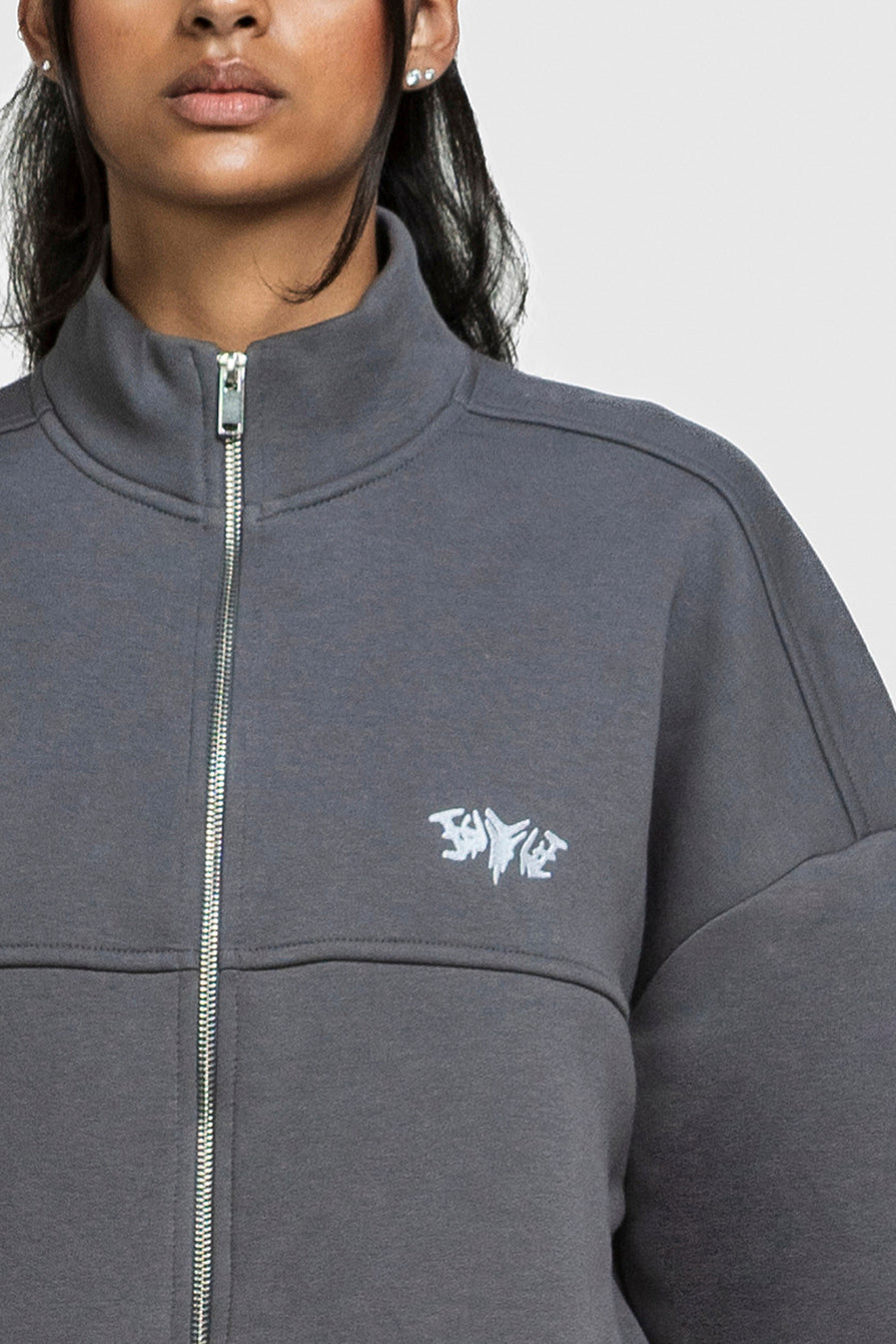 BASIC HIGH NECK ZIP ANTHRAZIT
