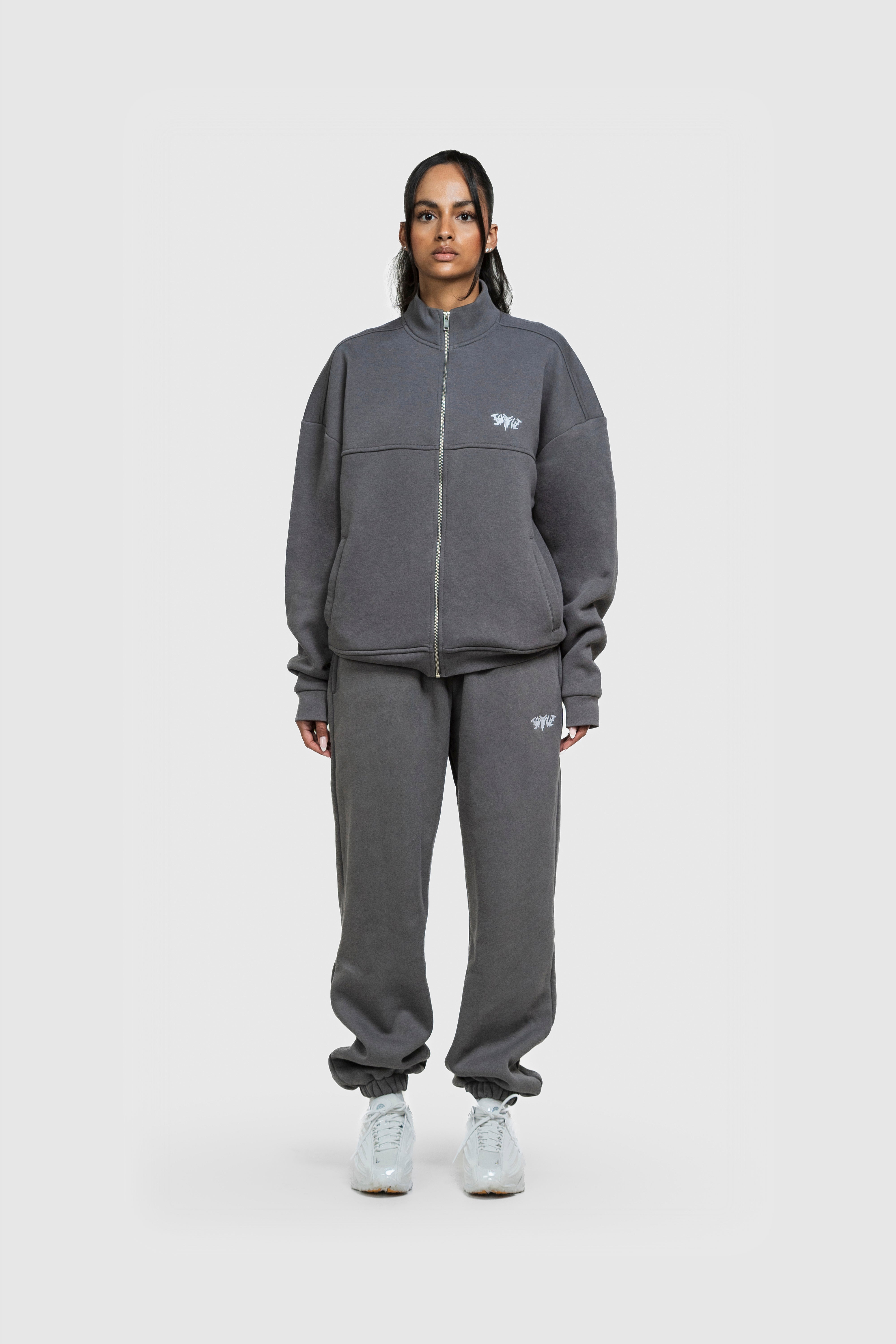 BASIC HIGH NECK ZIP ANTHRAZIT