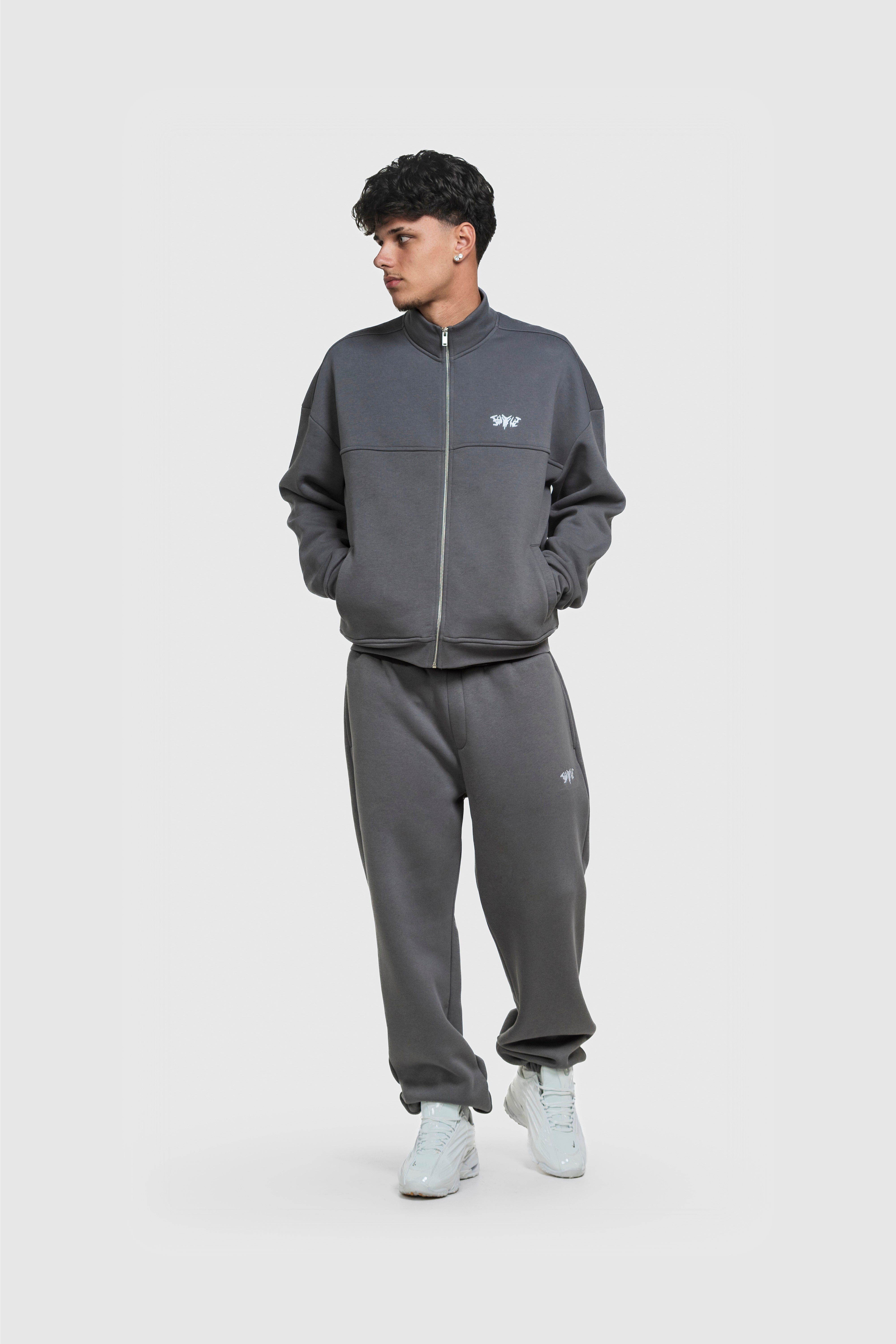 BASIC HIGH NECK ZIP ANTHRAZIT