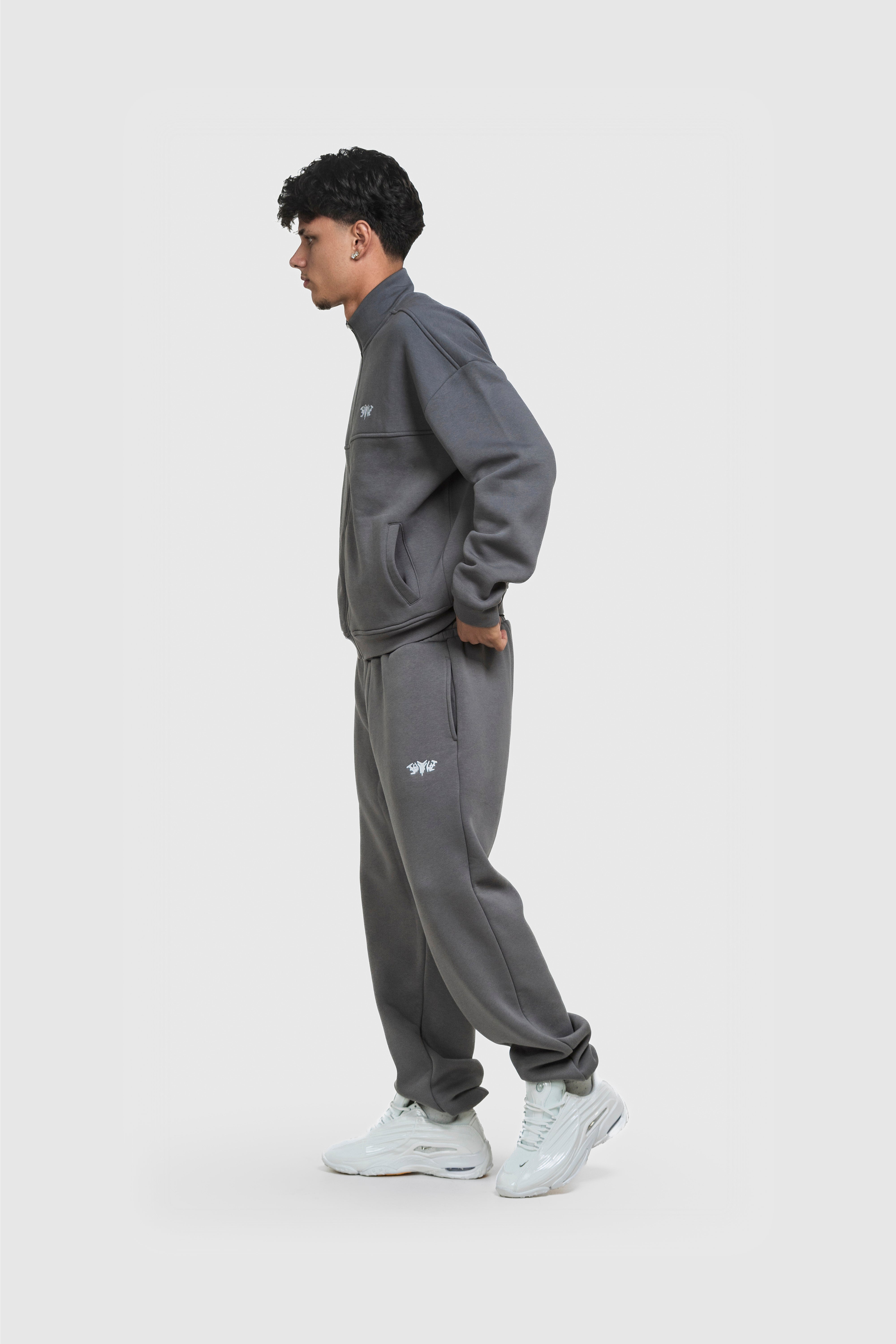 BASIC HIGH NECK ZIP ANTHRAZIT