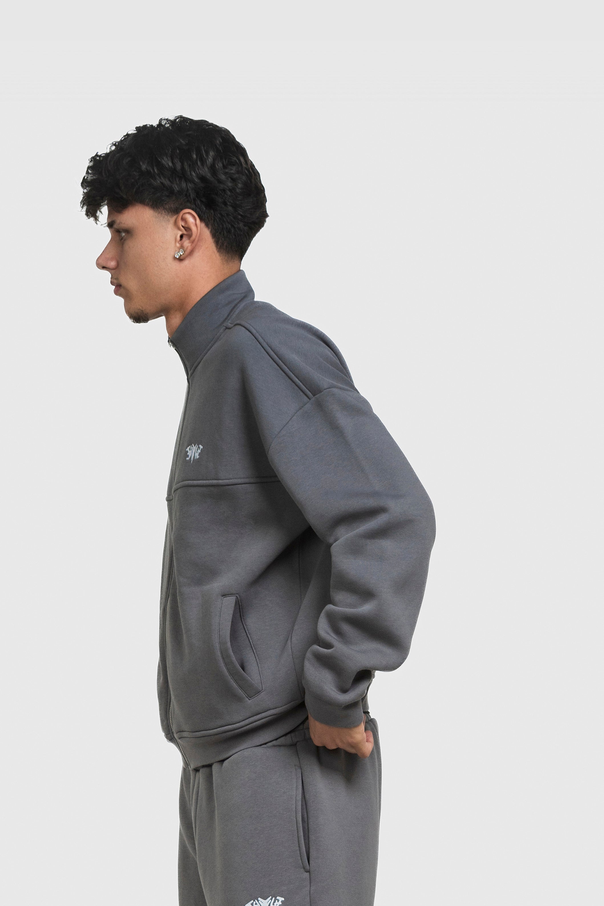 BASIC HIGH NECK ZIP ANTHRAZIT
