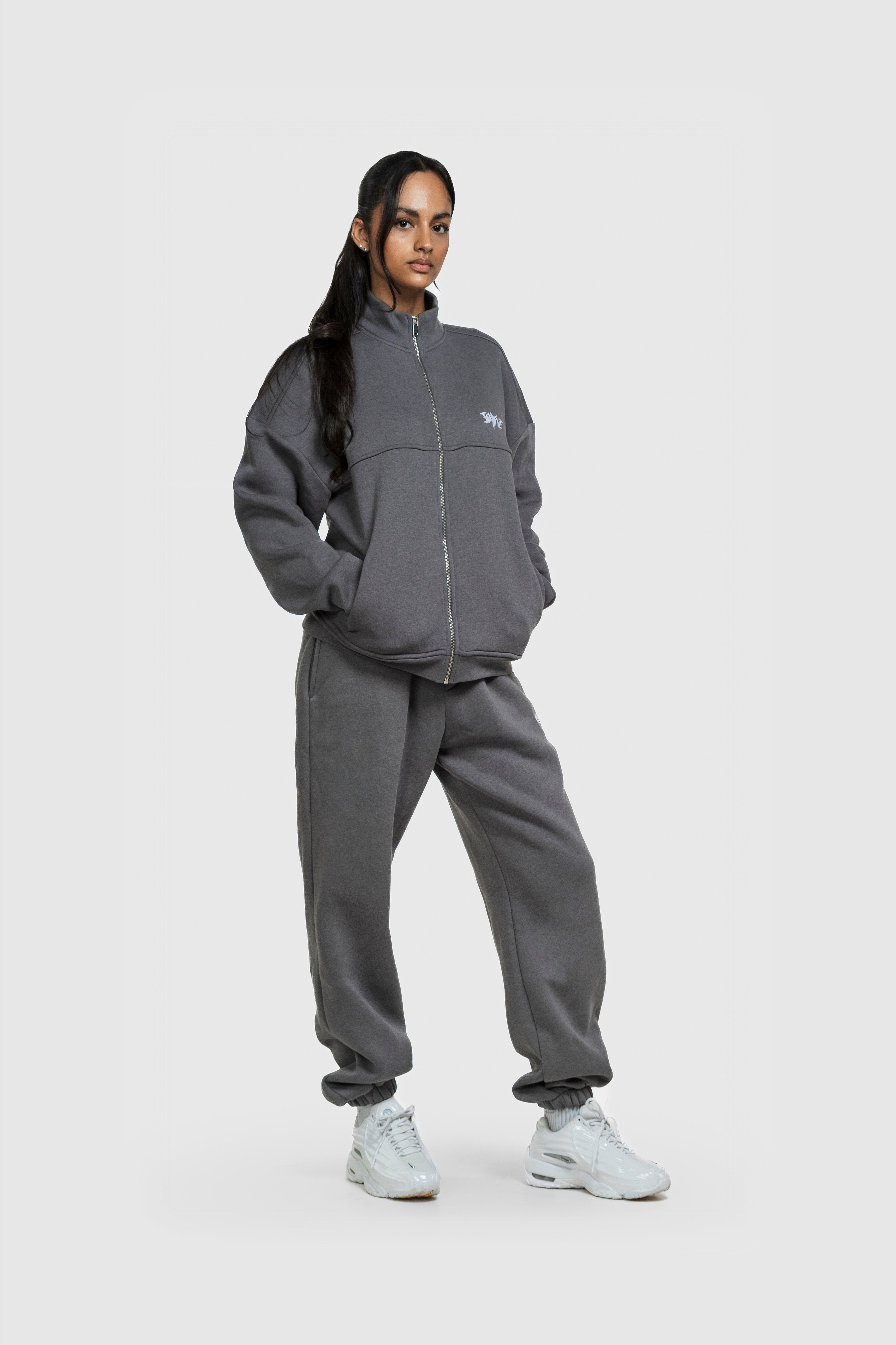 BASIC HIGH NECK ZIP ANTHRAZIT