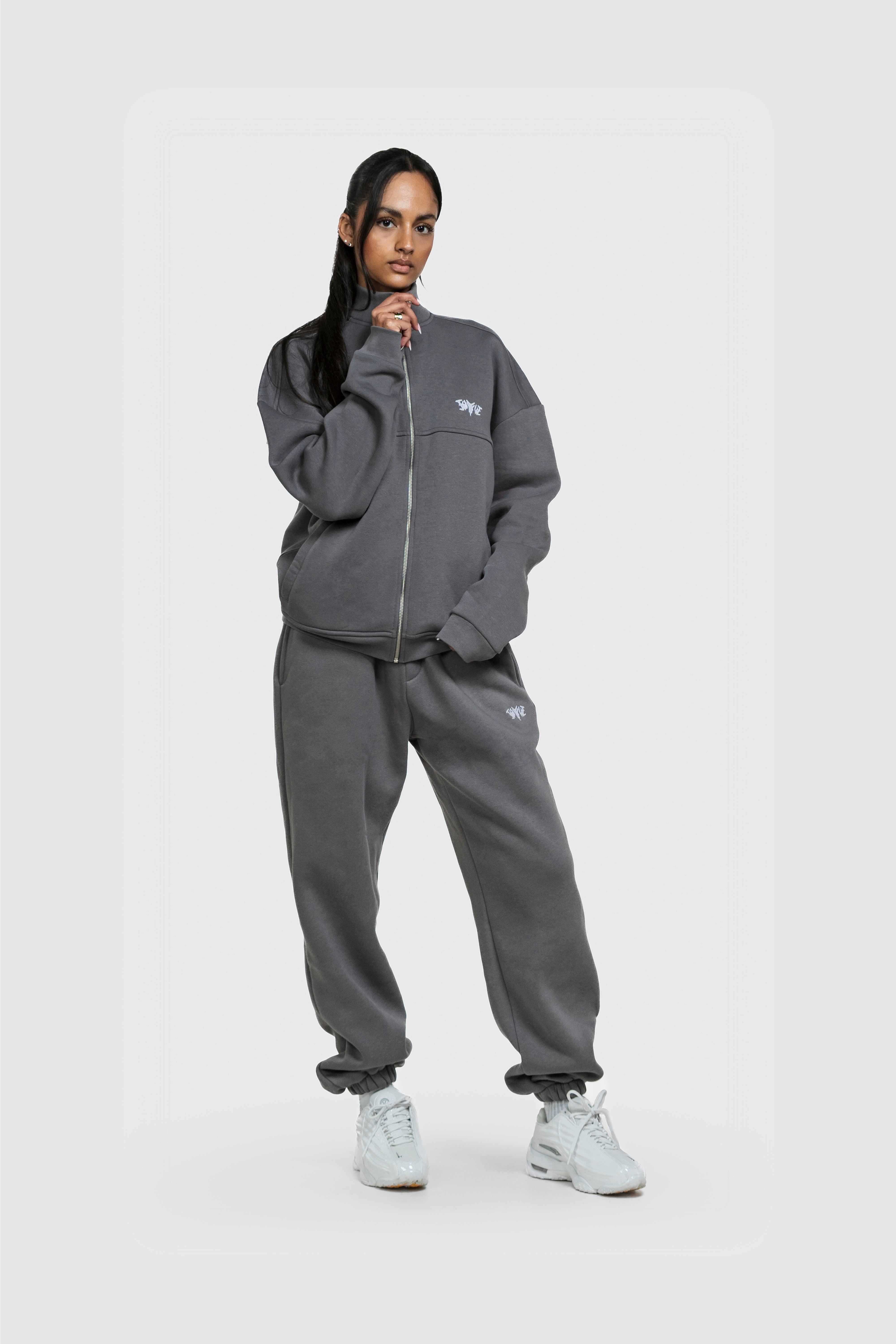 BASIC HIGH NECK ZIP ANTHRAZIT