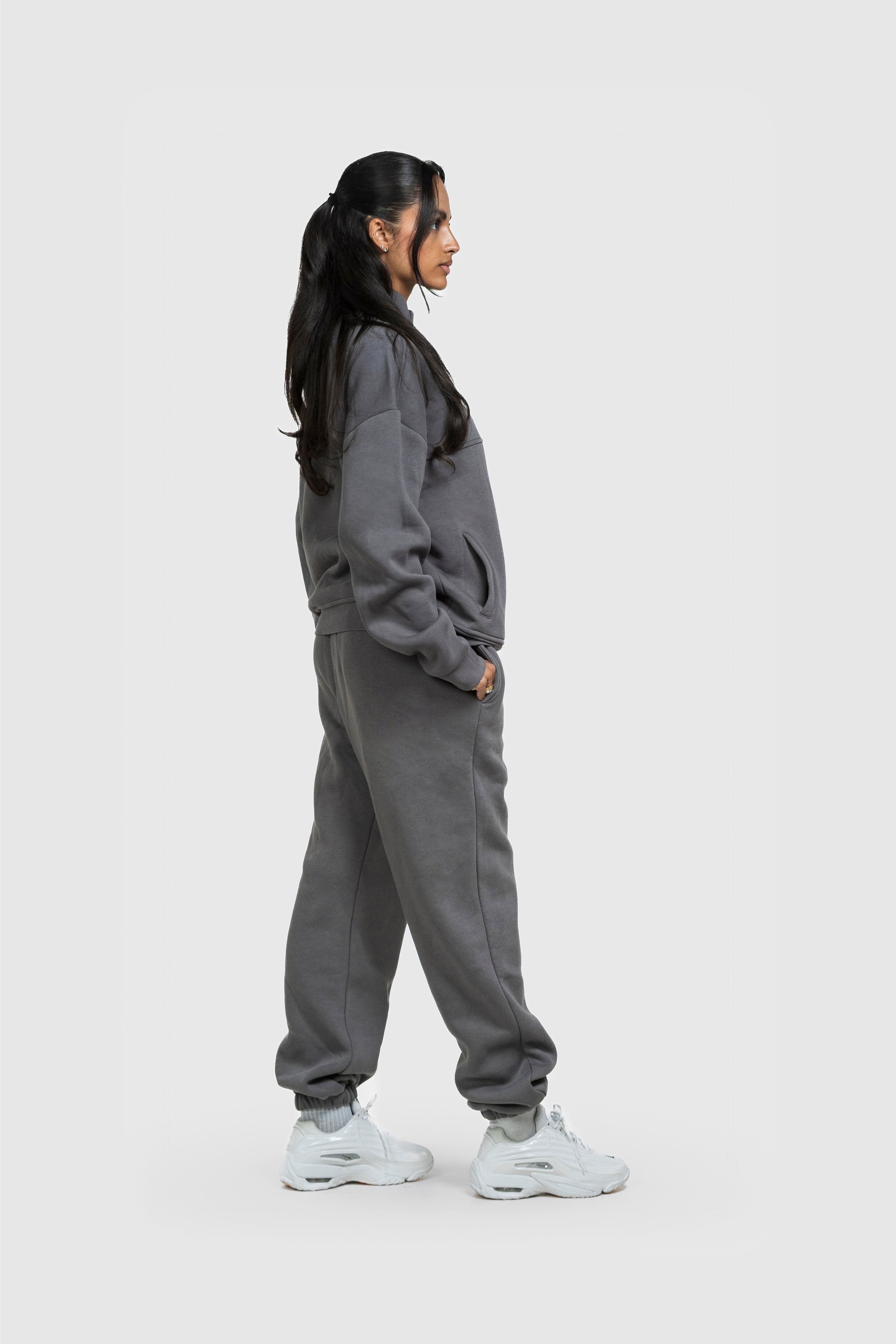 BASIC HIGH NECK ZIP ANTHRAZIT