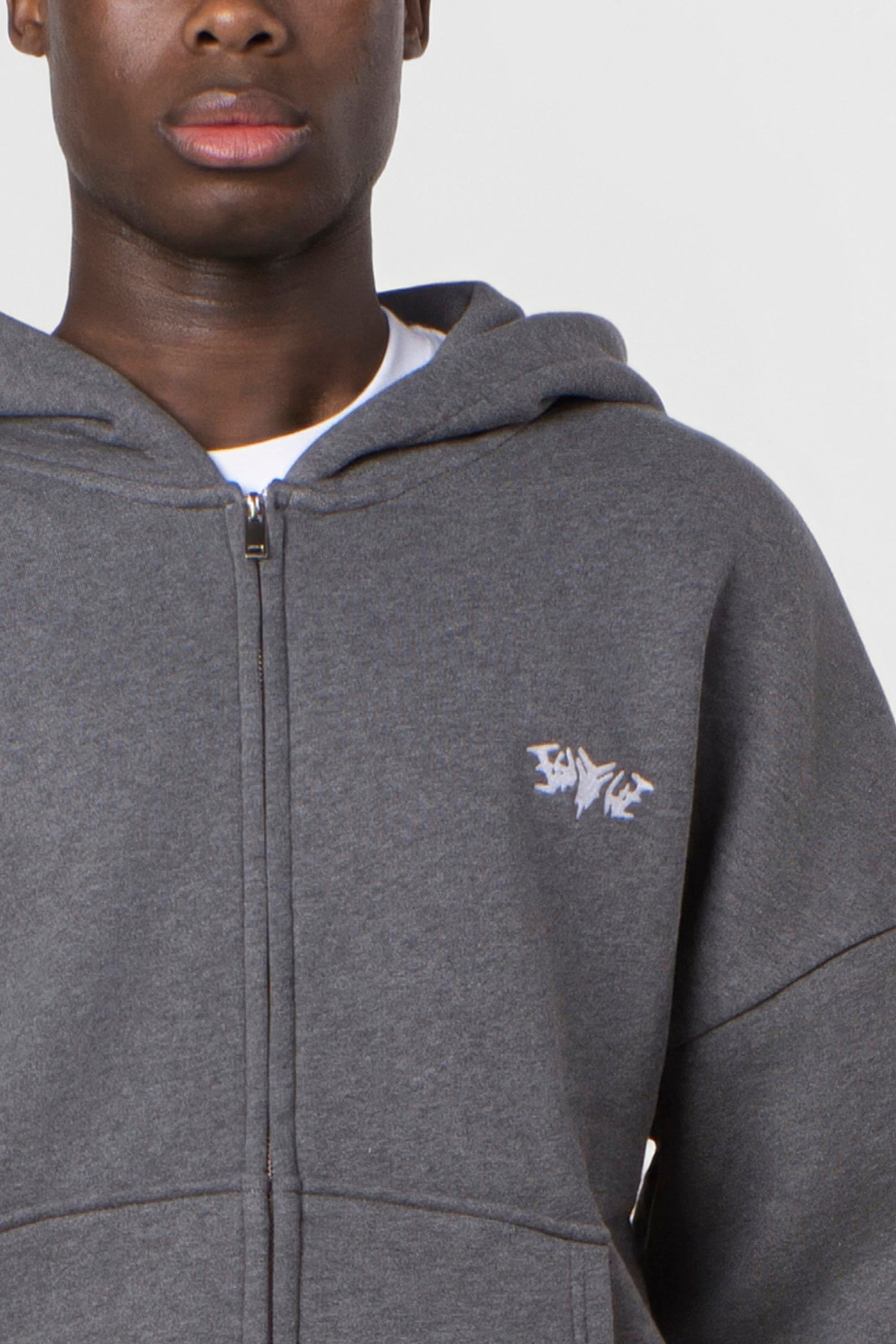 BASIC ZIP HOODIE DARK GREY MELANGE