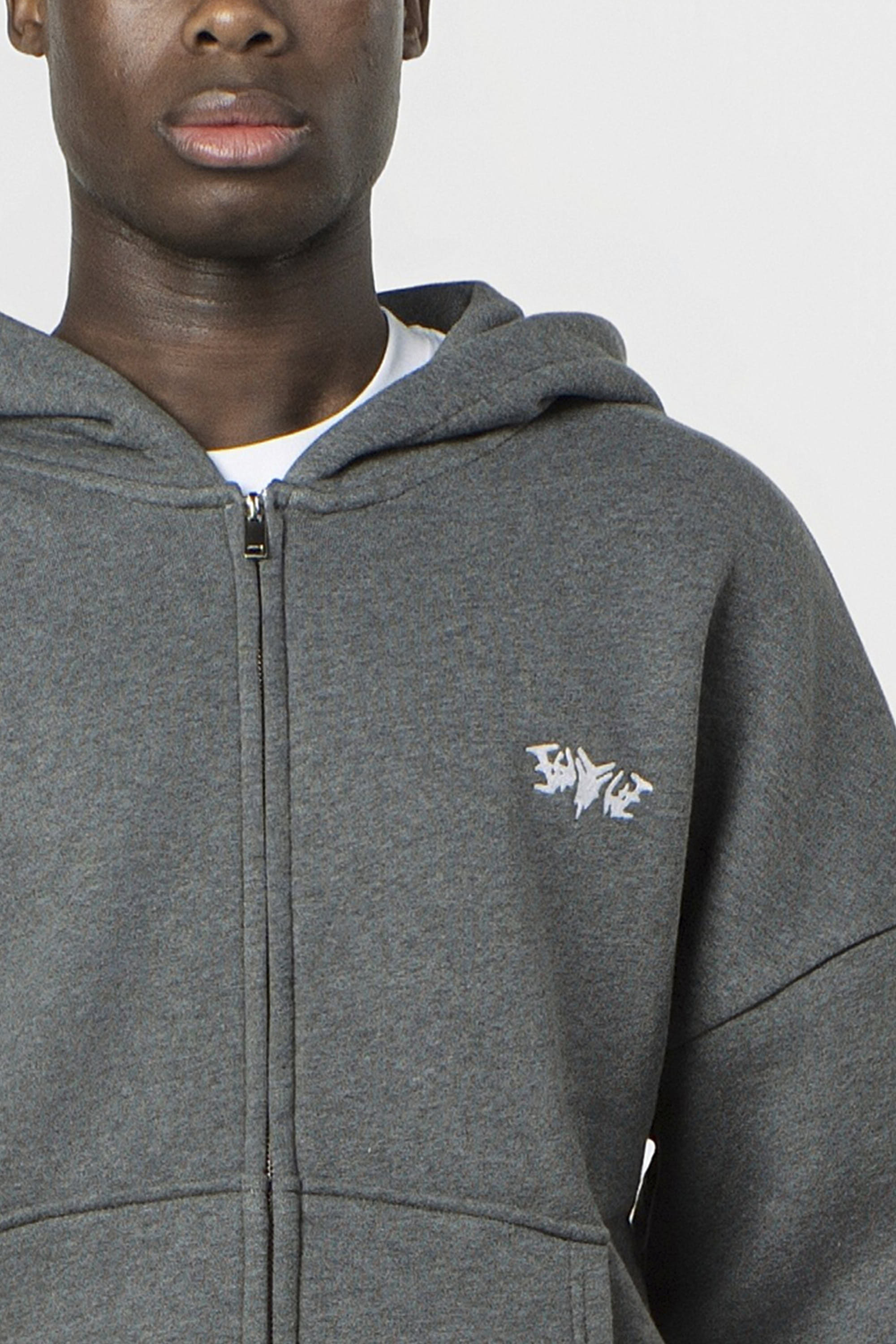 BASIC ZIP HOODIE DARK GREY MELANGE