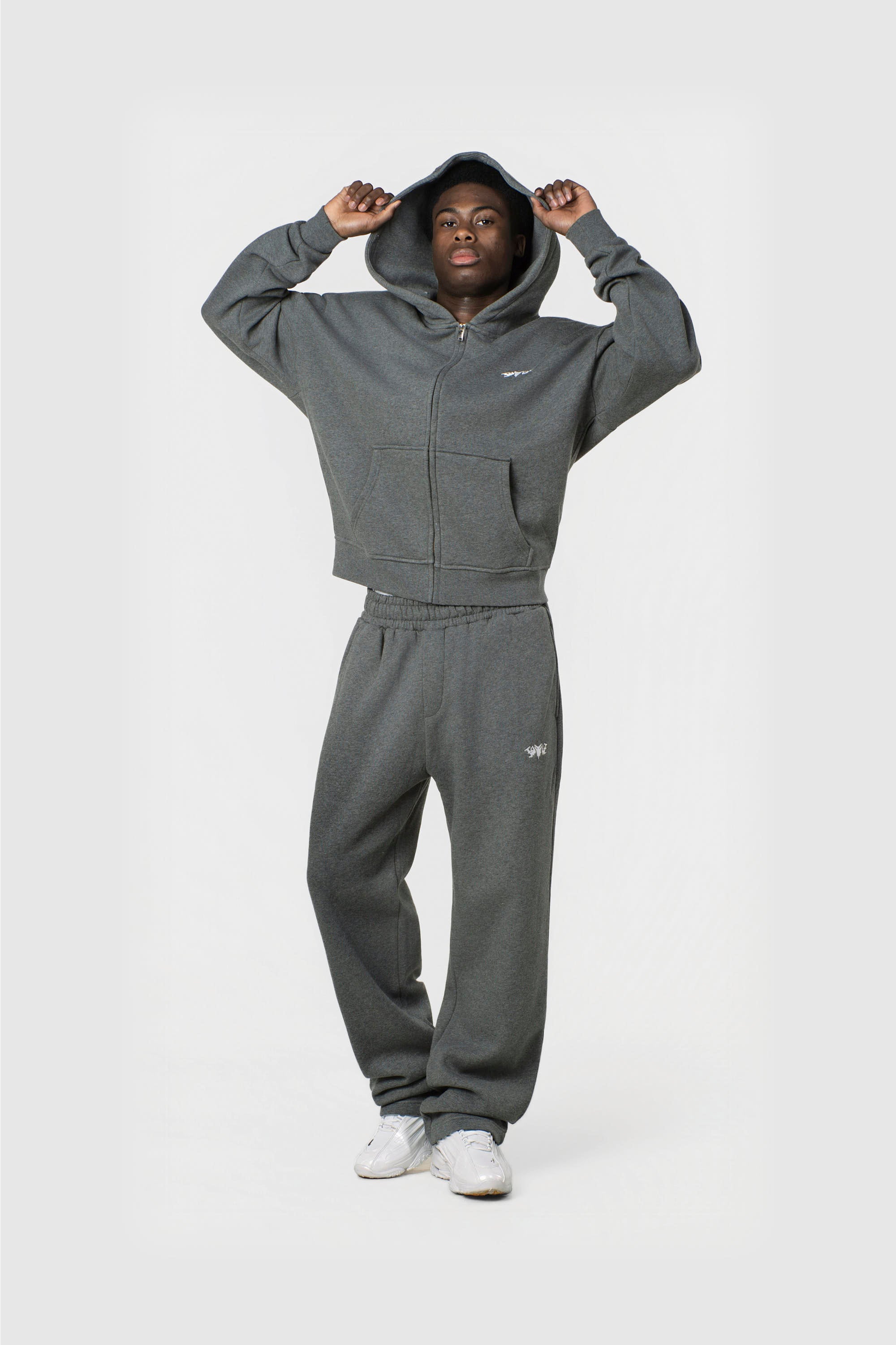 BASIC ZIP HOODIE DARK GREY MELANGE