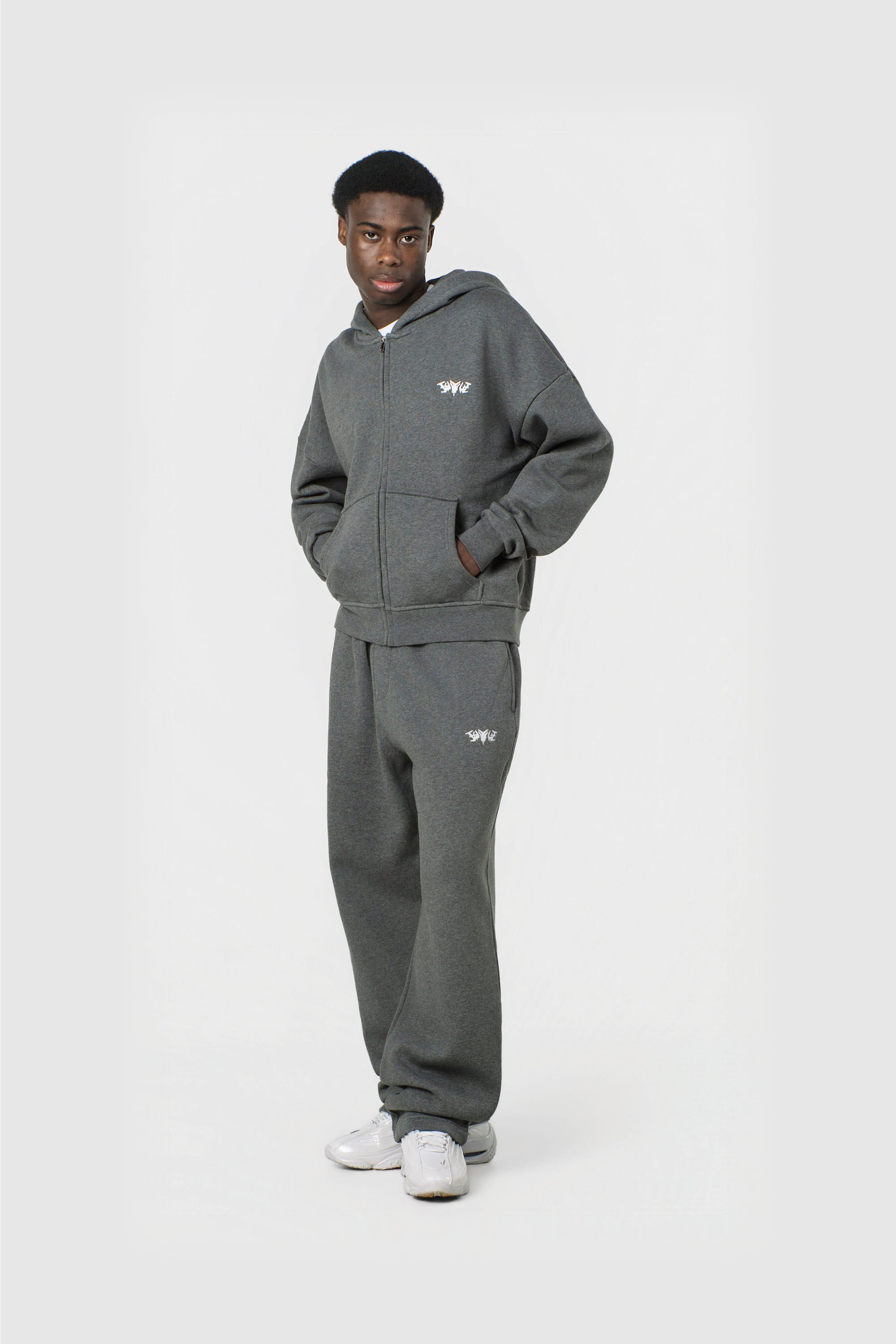 BASIC ZIP HOODIE DARK GREY MELANGE