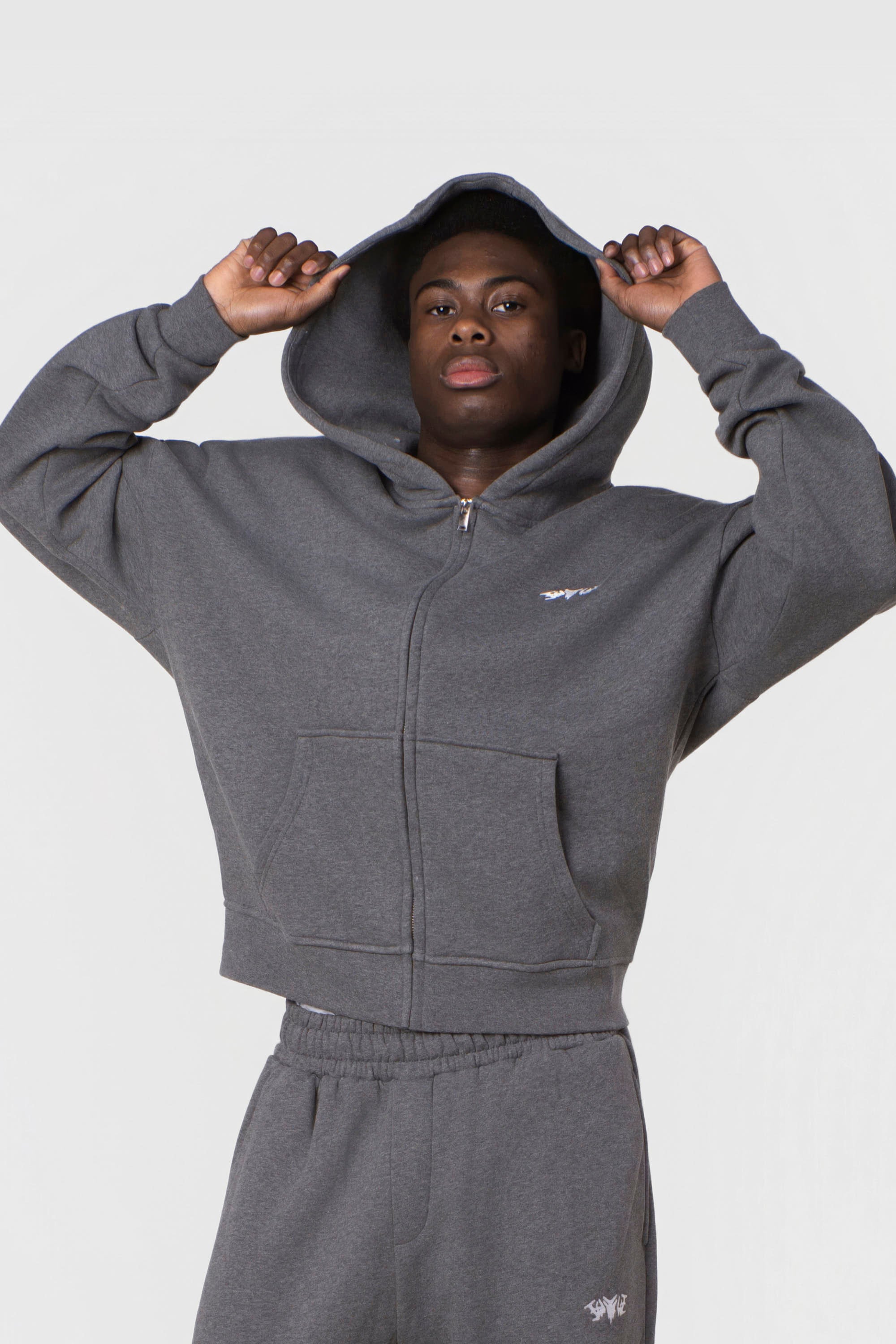 BASIC ZIP HOODIE DARK GREY MELANGE