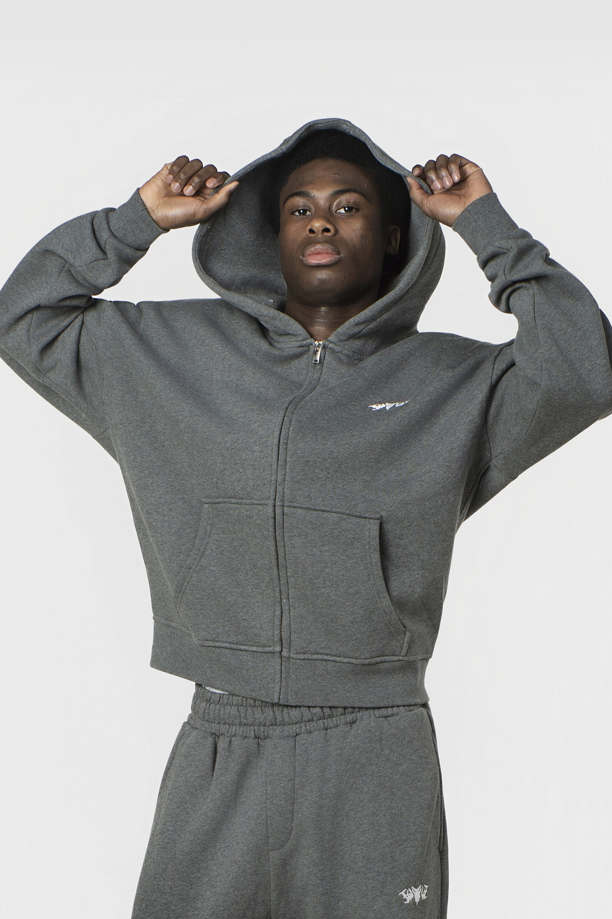 BASIC ZIP HOODIE DARK GREY MELANGE