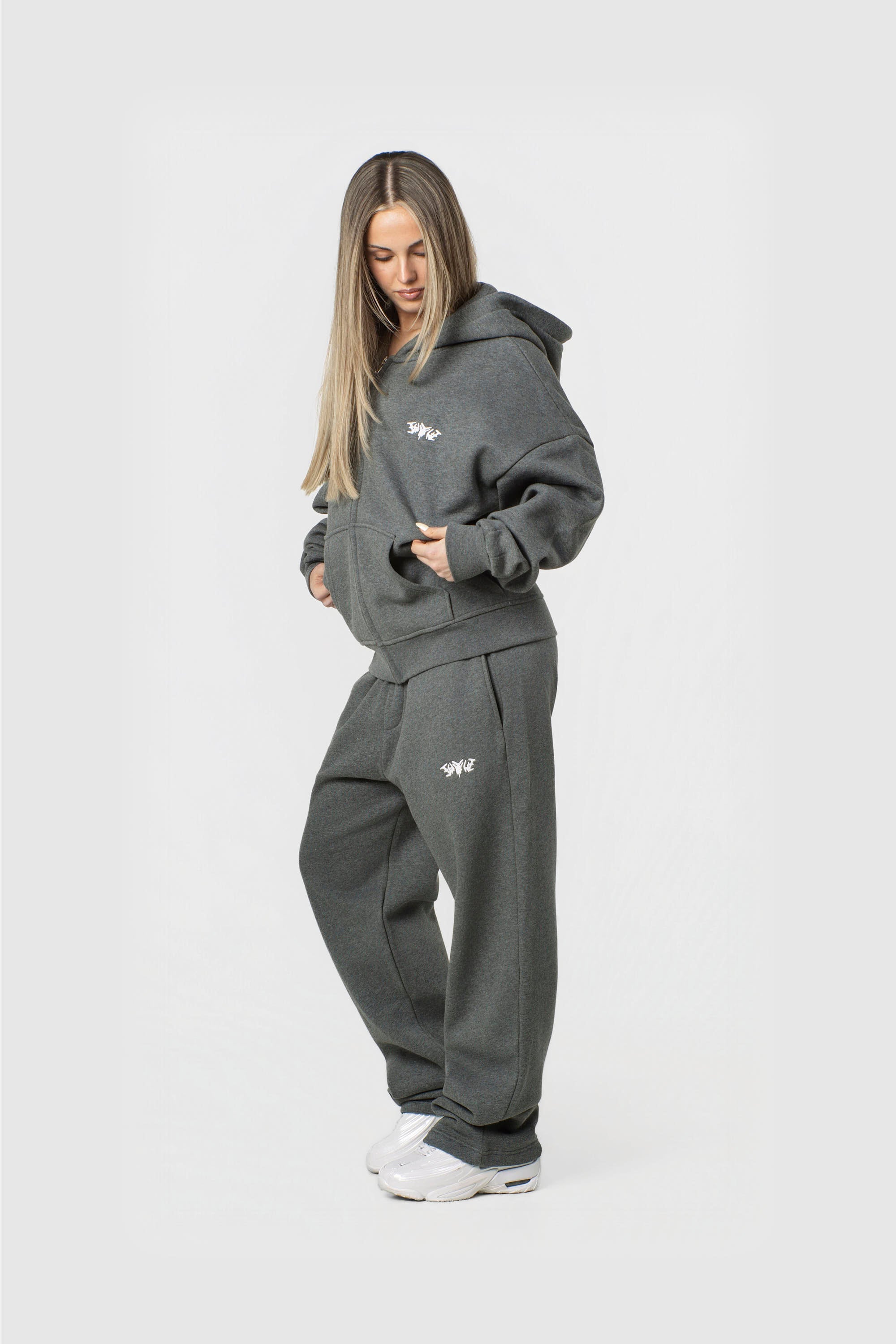 BASIC ZIP HOODIE DARK GREY MELANGE