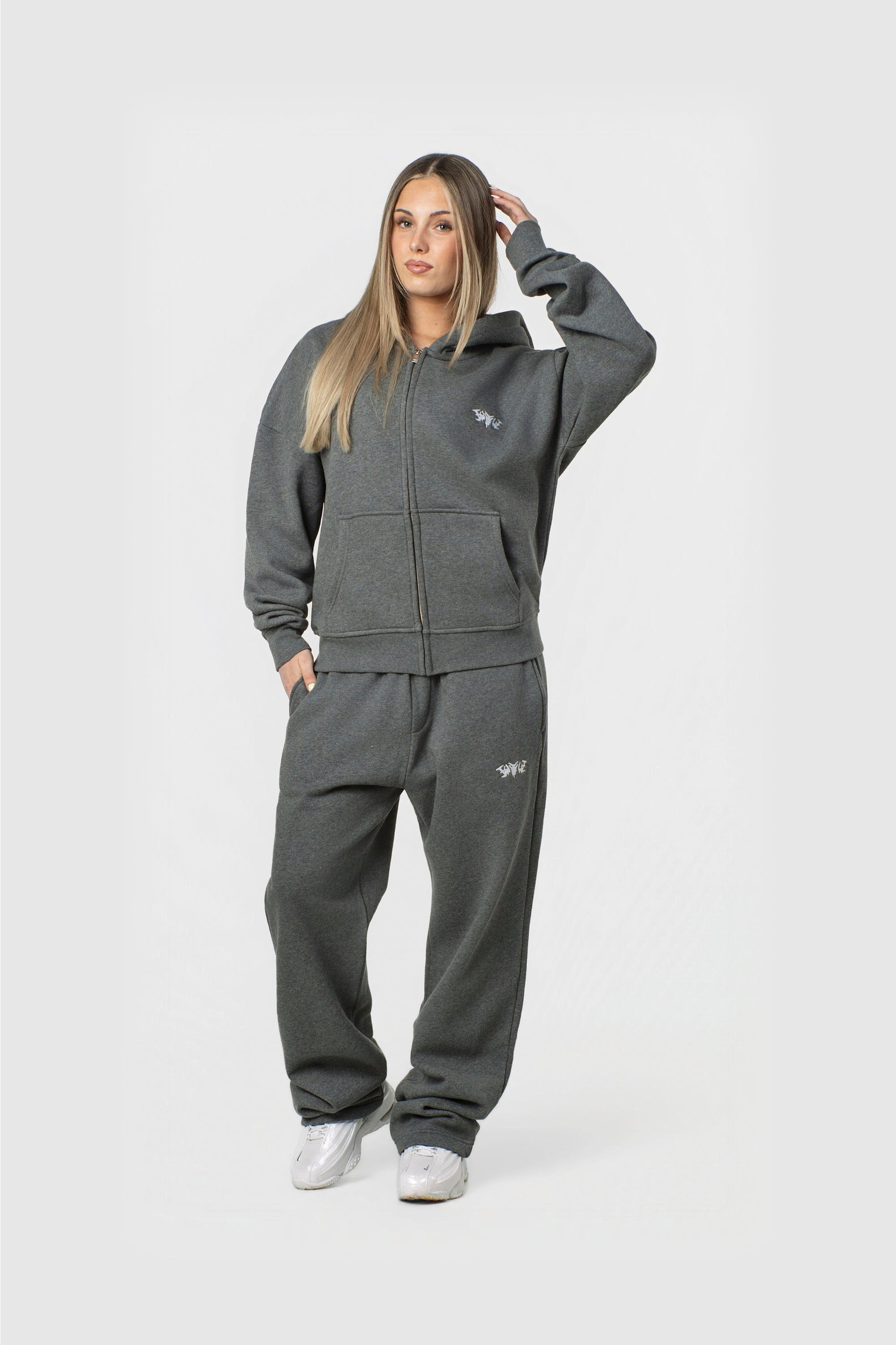 BASIC ZIP HOODIE DARK GREY MELANGE