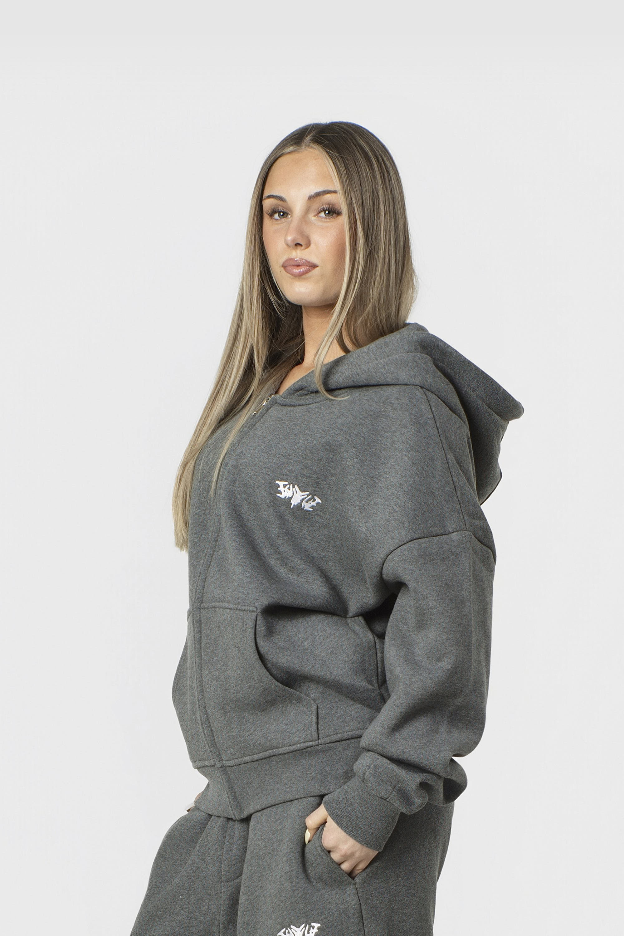 BASIC ZIP HOODIE DARK GREY MELANGE
