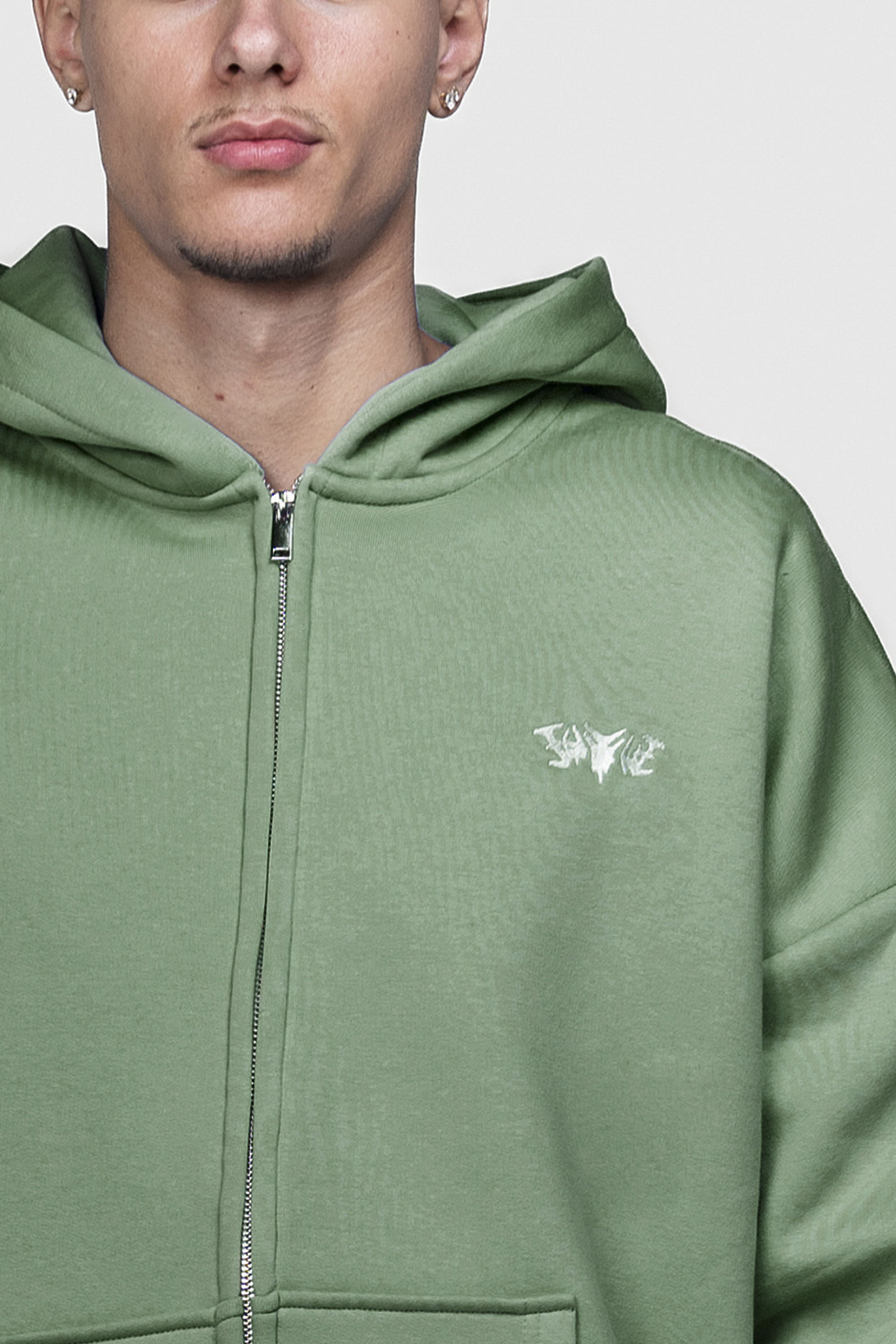 BASIC ZIP HOODIE EMERALD GREEN