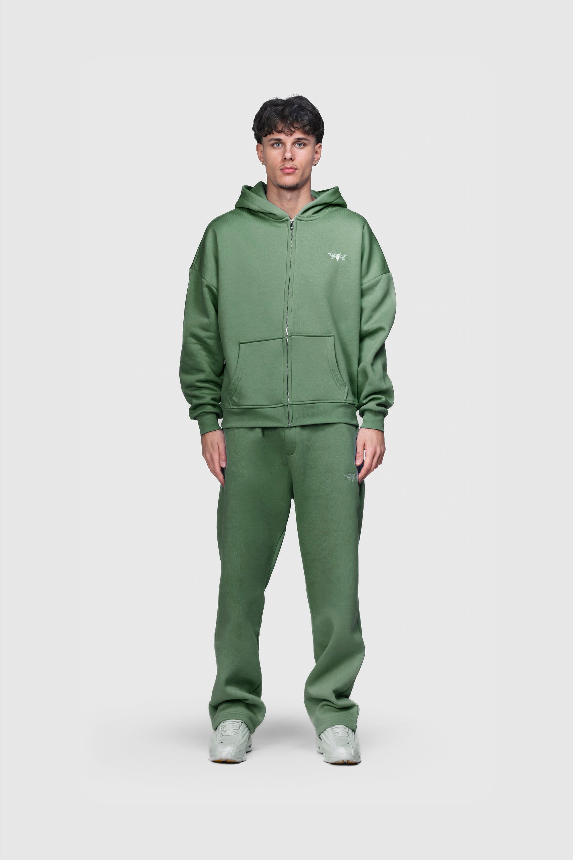 BASIC ZIP HOODIE EMERALD GREEN