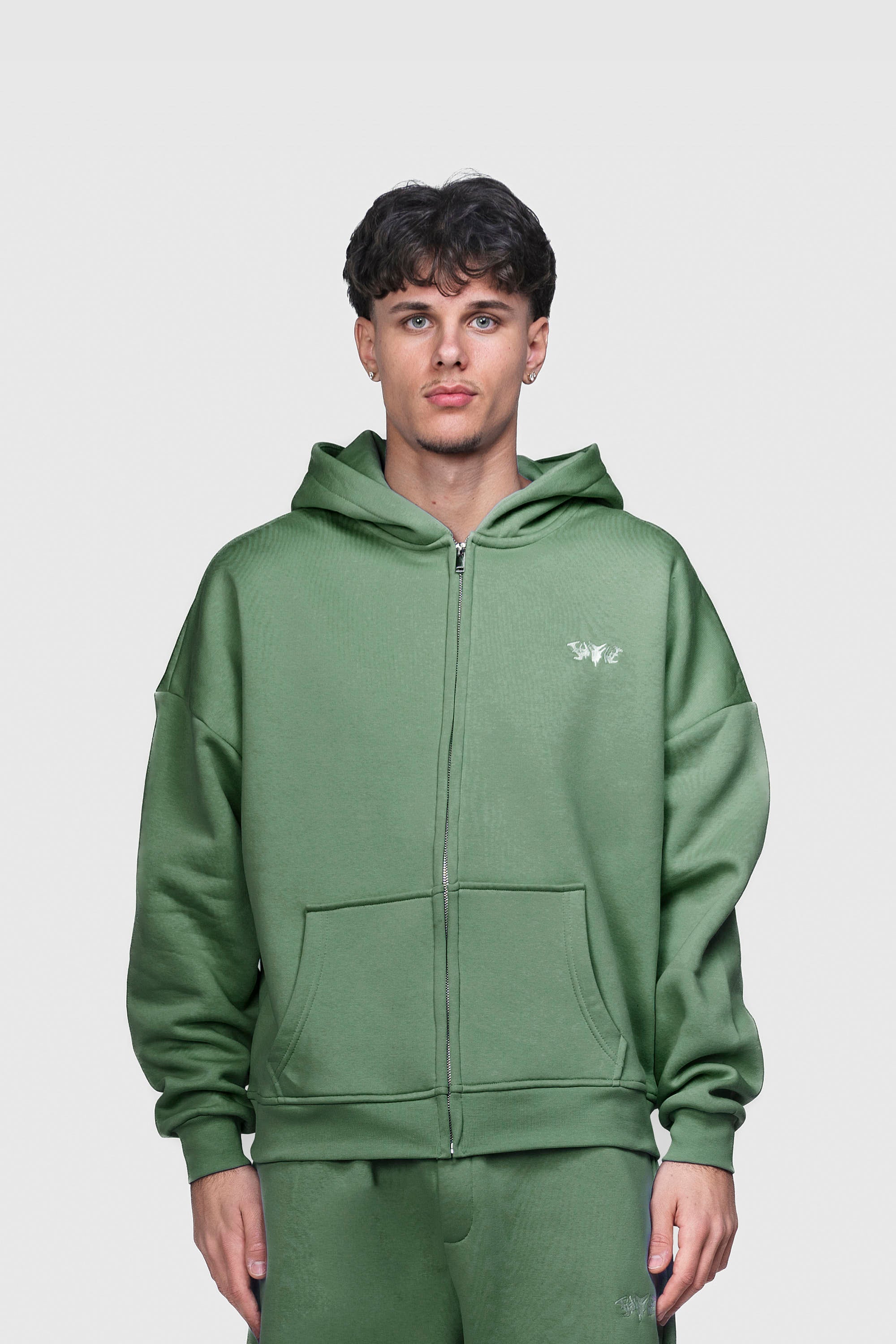 BASIC ZIP HOODIE EMERALD GREEN