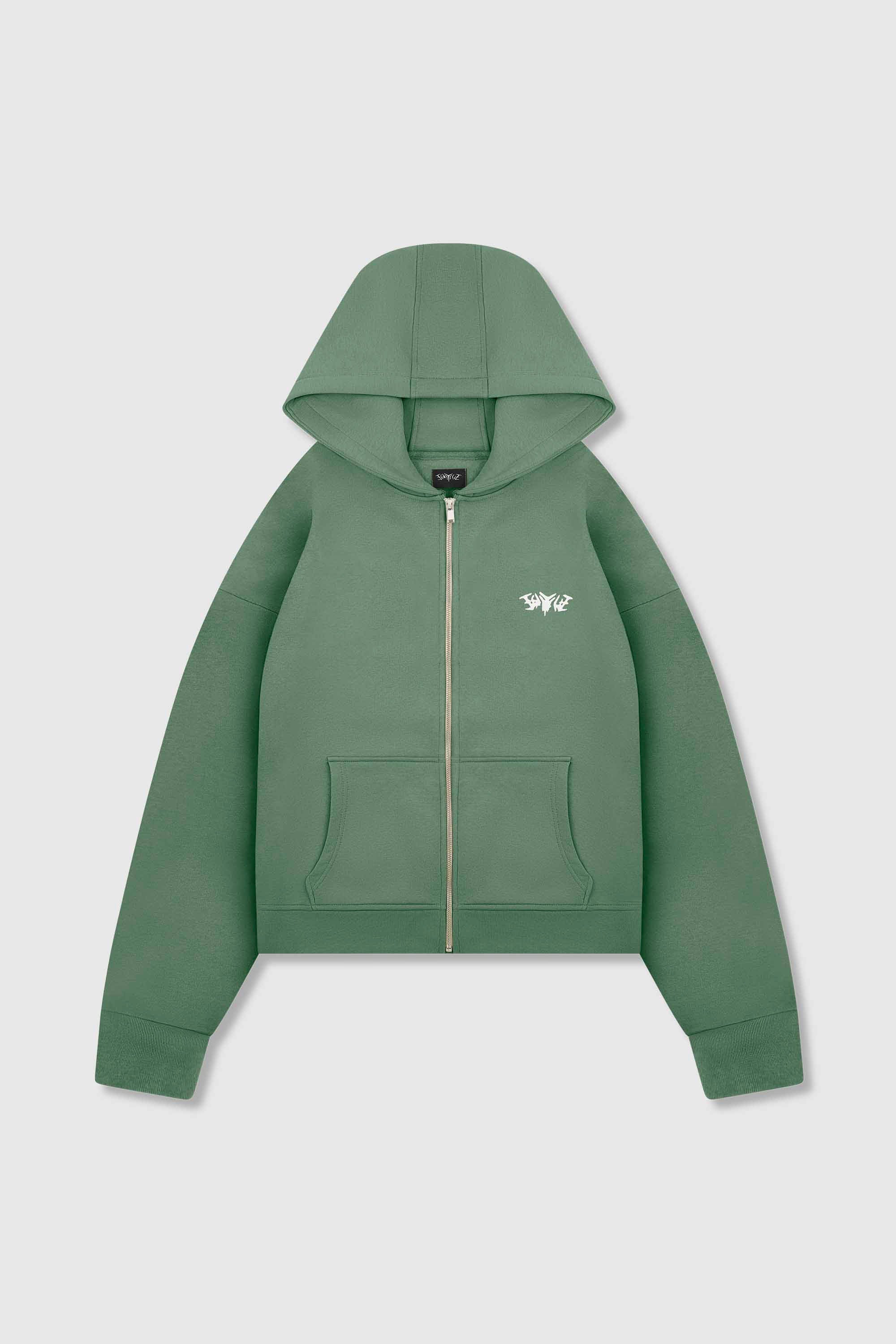 BASIC ZIP HOODIE EMERALD GREEN