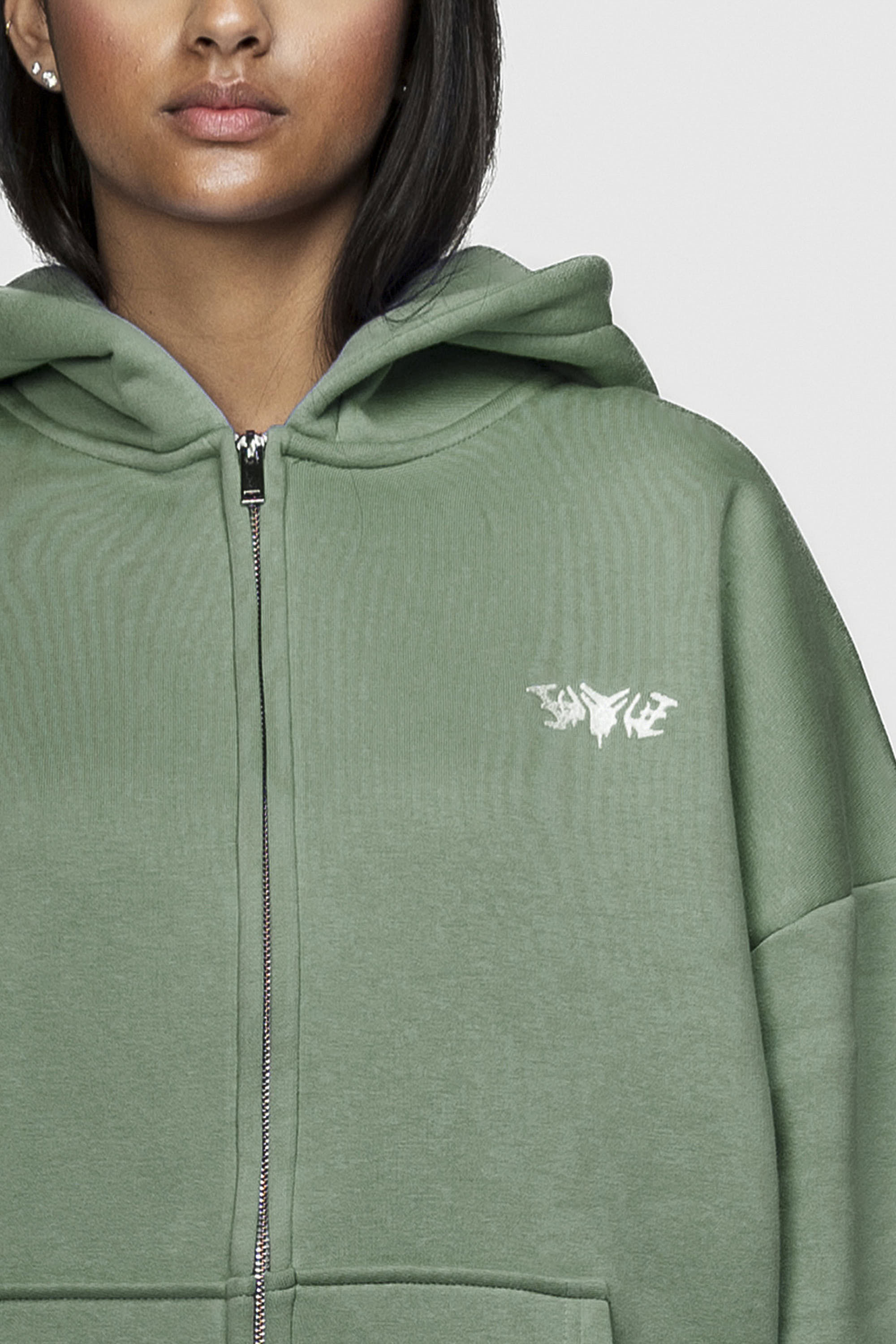 BASIC ZIP HOODIE EMERALD GREEN